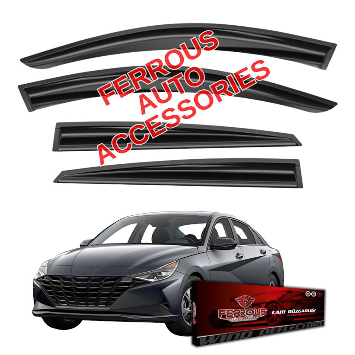 Hyundai Elantra Ferrous Cam Rüzgarlığı 4lü Set 2021 ve Üstü