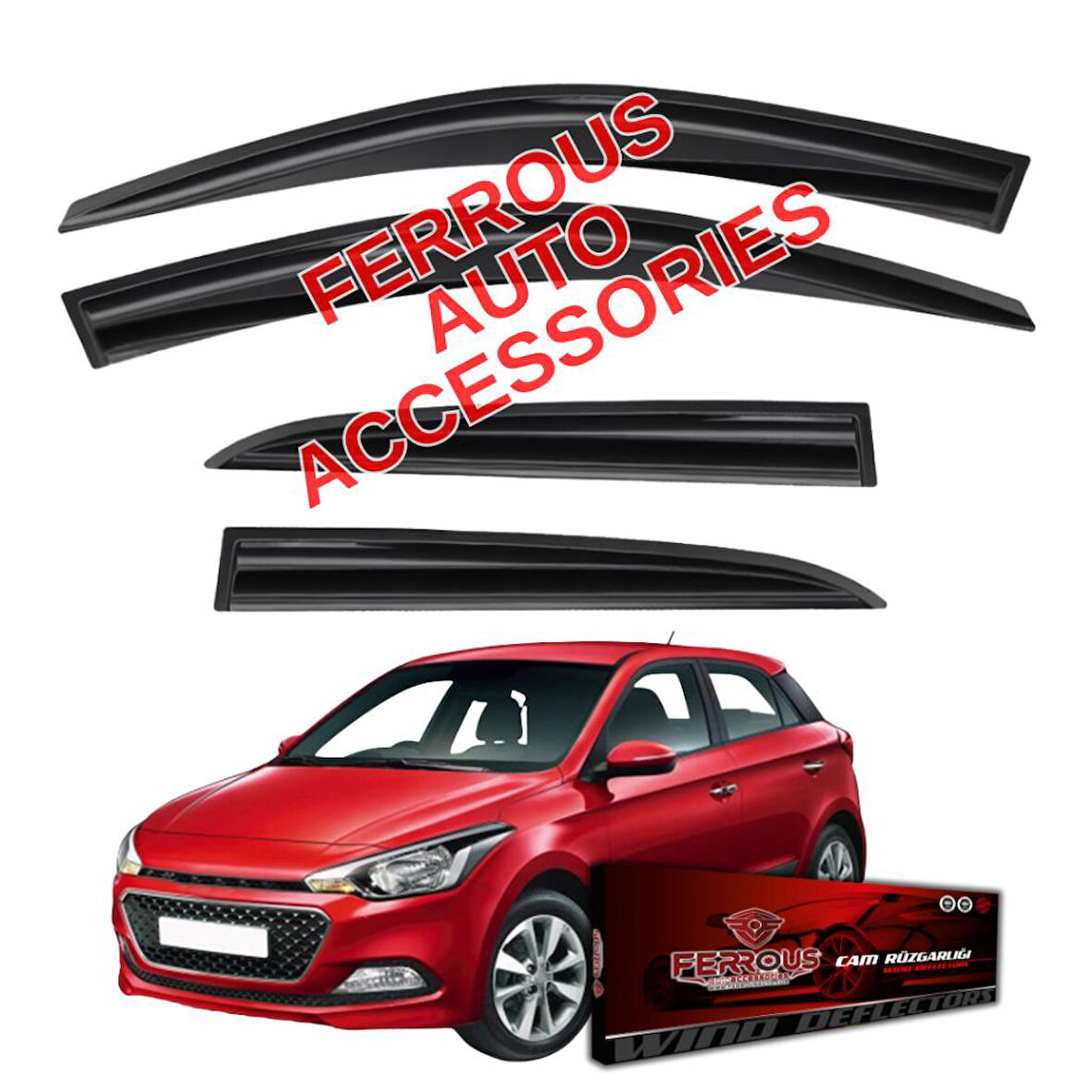 Hyundai i20 Ferrous Cam Rüzgarlığı 4lü Set 2014 2020