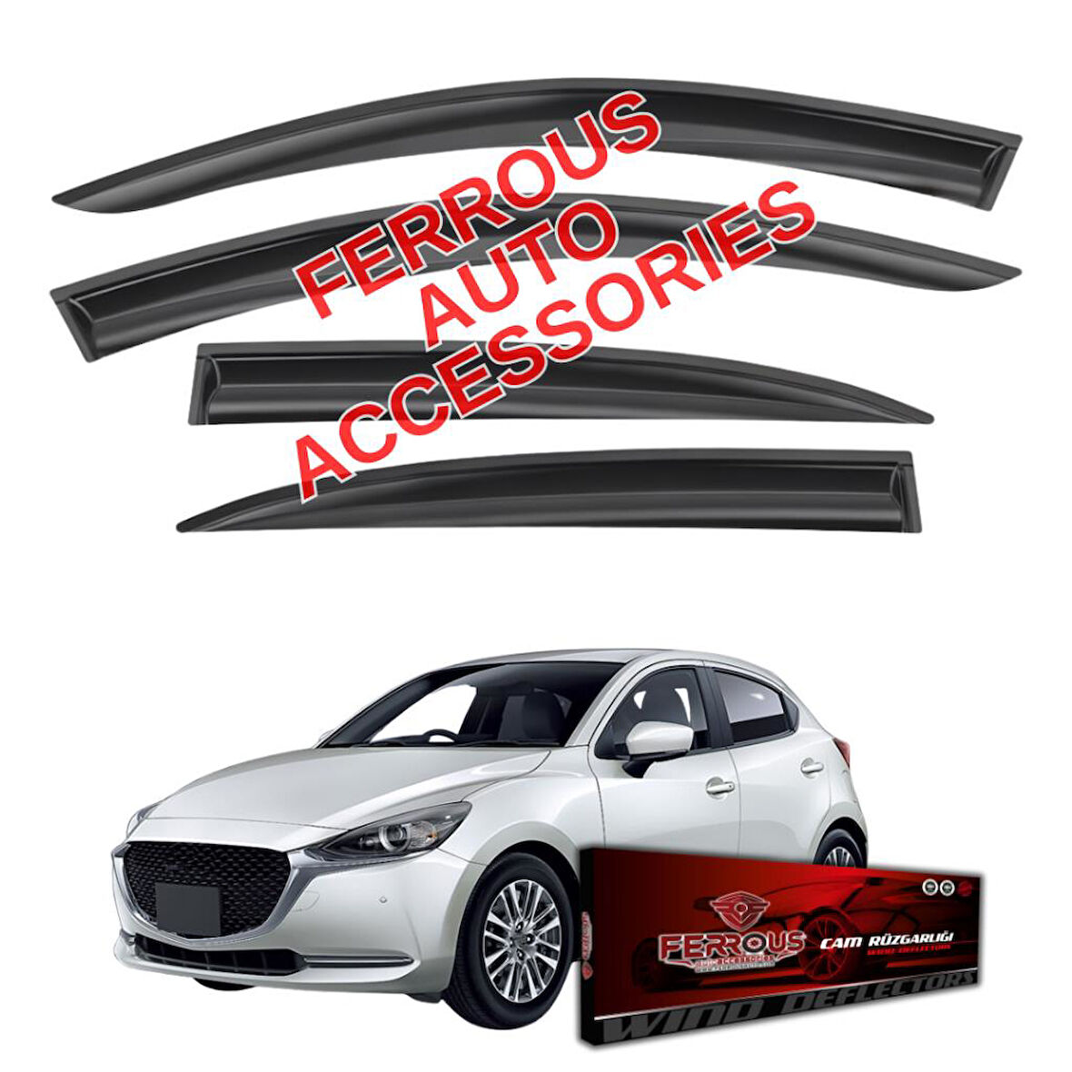 Mazda 2 Ferrous Cam Rüzgarlığı 4lü Set 2015 ve Üstü