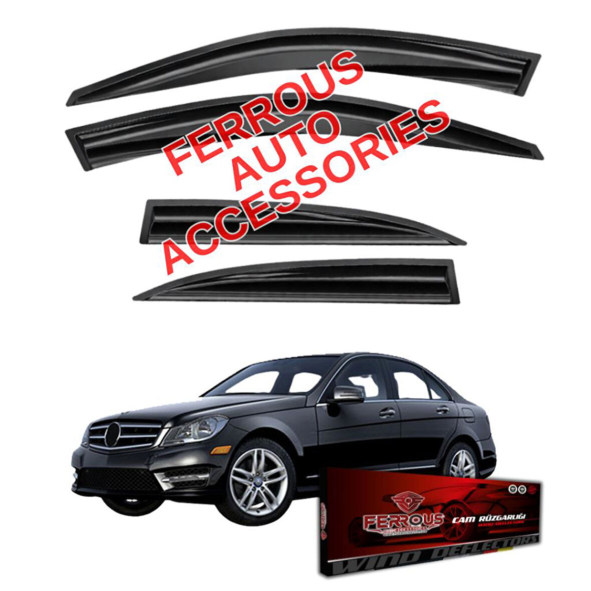 Mercedes C Serisi W204 Ferrous Cam Rüzgarlığı 4lü Set 2008 2014
