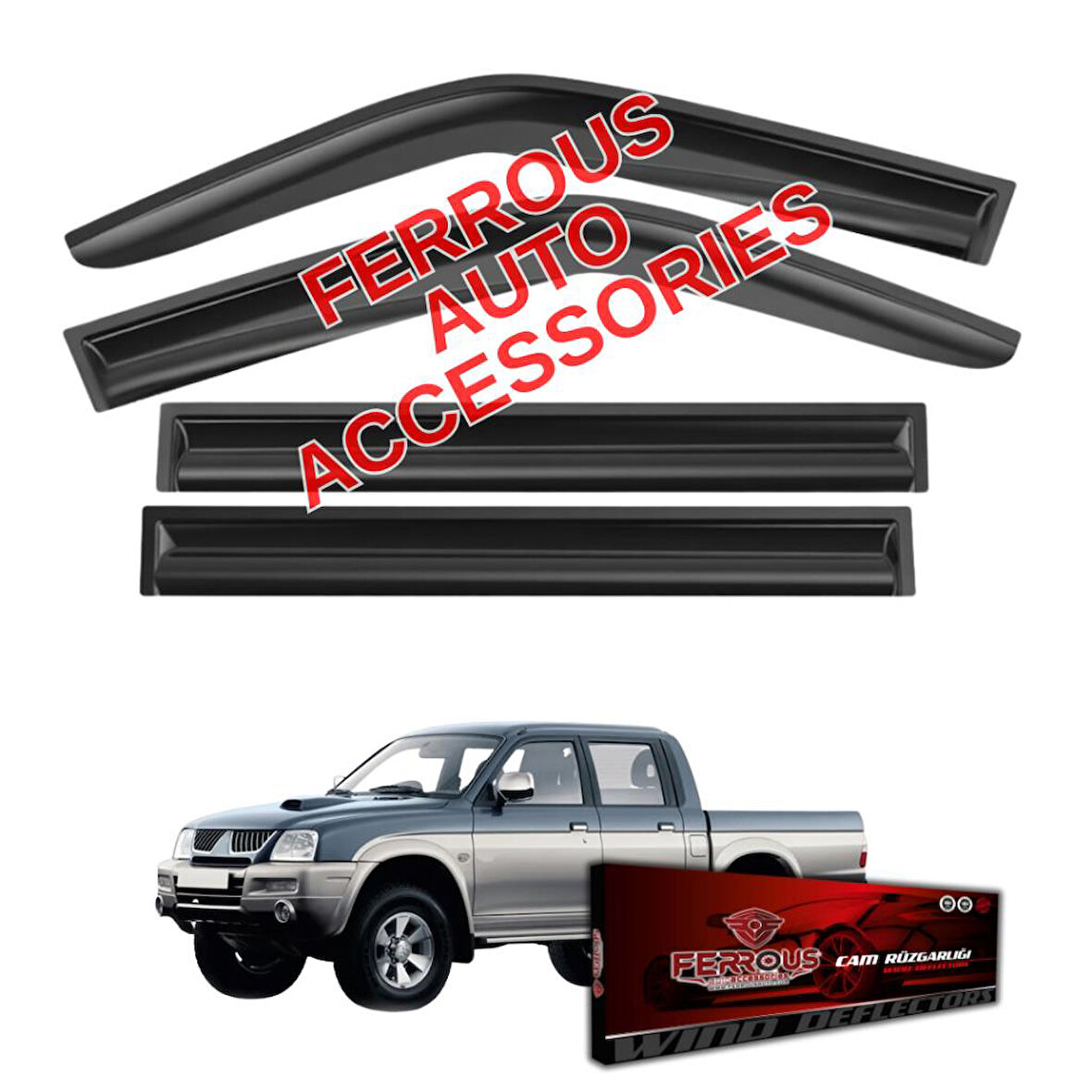 Mitsubishi L200 Ferrous Cam Rüzgarlığı 4lü 2000 2006