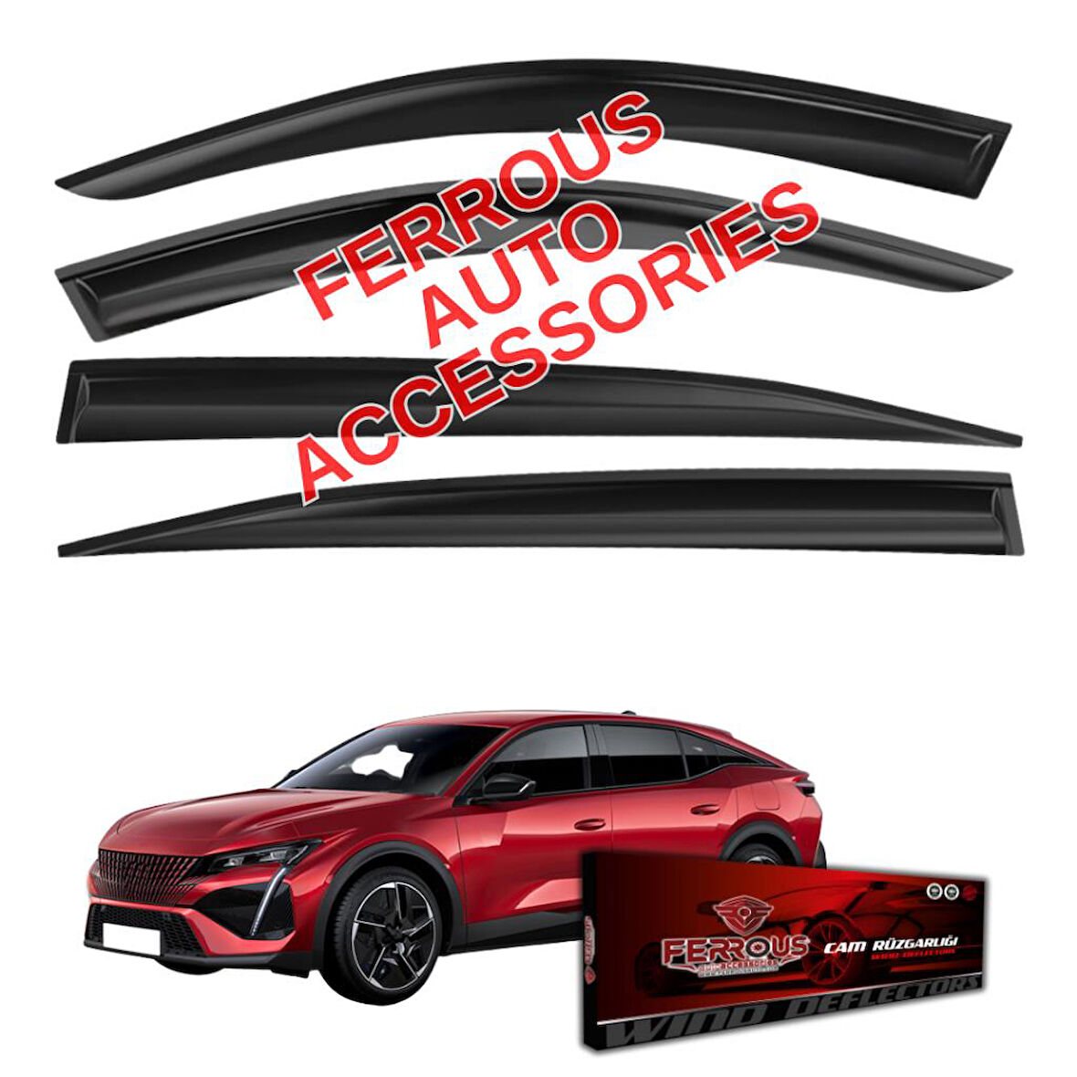 Peugeot 408 Ferrous Cam Rüzgarlığı 4lü 2023 ve Üstü