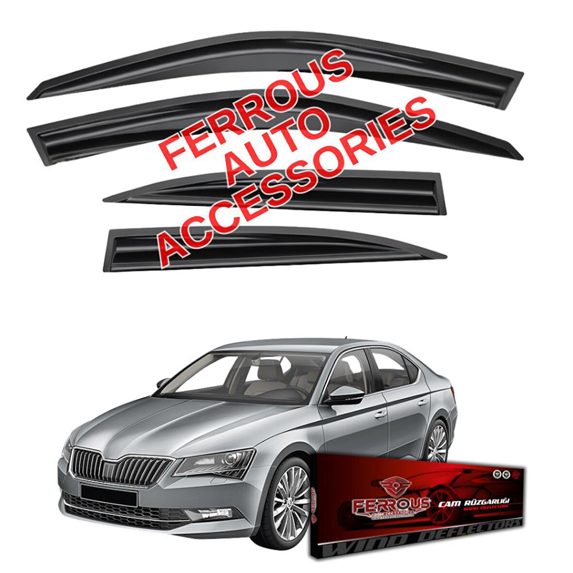 Skoda SuperB Ferrous Cam Rüzgarlığı 4lü 2015 2020