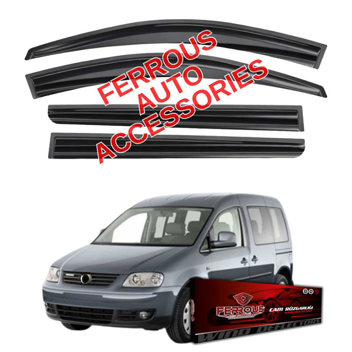Volkswagen Caddy Ferrous Cam Rüzgarlığı 4lü 2021 ve Üstü