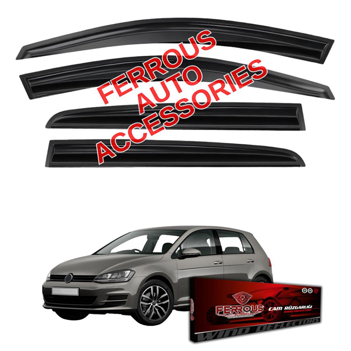 Volkswagen Golf 7 Ferrous Cam Rüzgarlığı 4lü 2013 2020