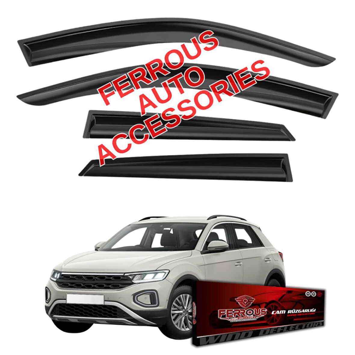 Volkswagen T-Roc Ferrous Cam Rüzgarlığı 4lü 2017 ve Üstü