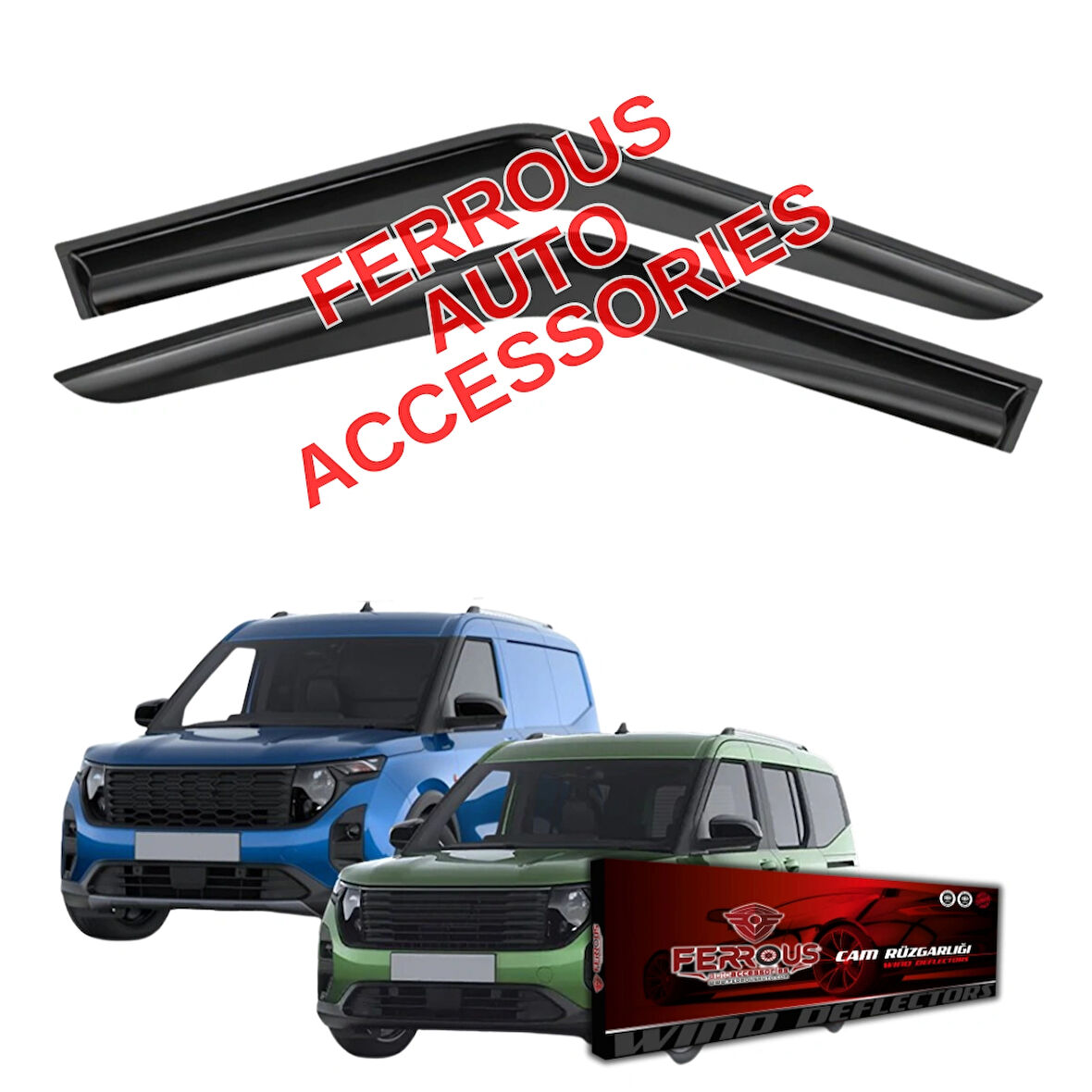 Ford Transit Courier Fitil Üstü Ferrous Cam Rüzgarlığı 2li Set 2023 ve Üstü