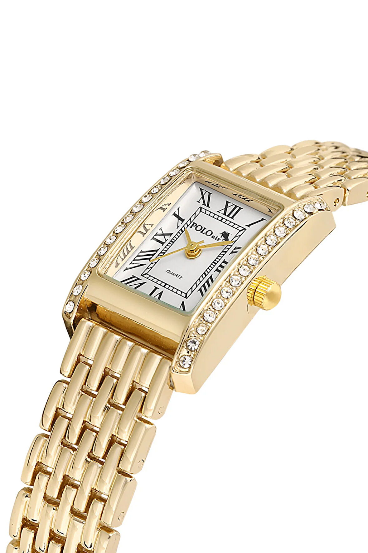 Romen Rakamlı Lüx Taşlı Vintage Kadın Kol Saati Gold PL-1501B1x