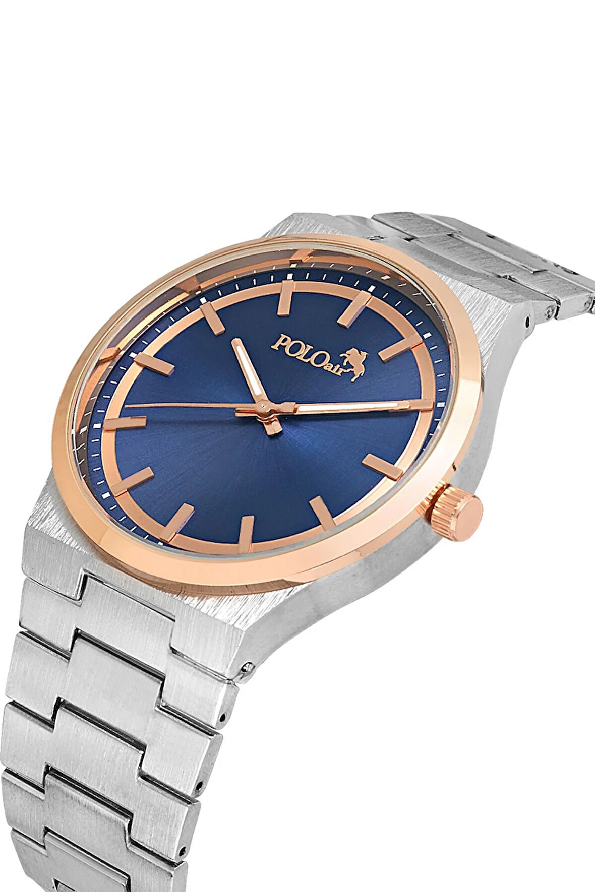 Klasik Metal Kordon Erkek Kol Saati Gümüş Bakır Lacivert Renk PL-0915E2x