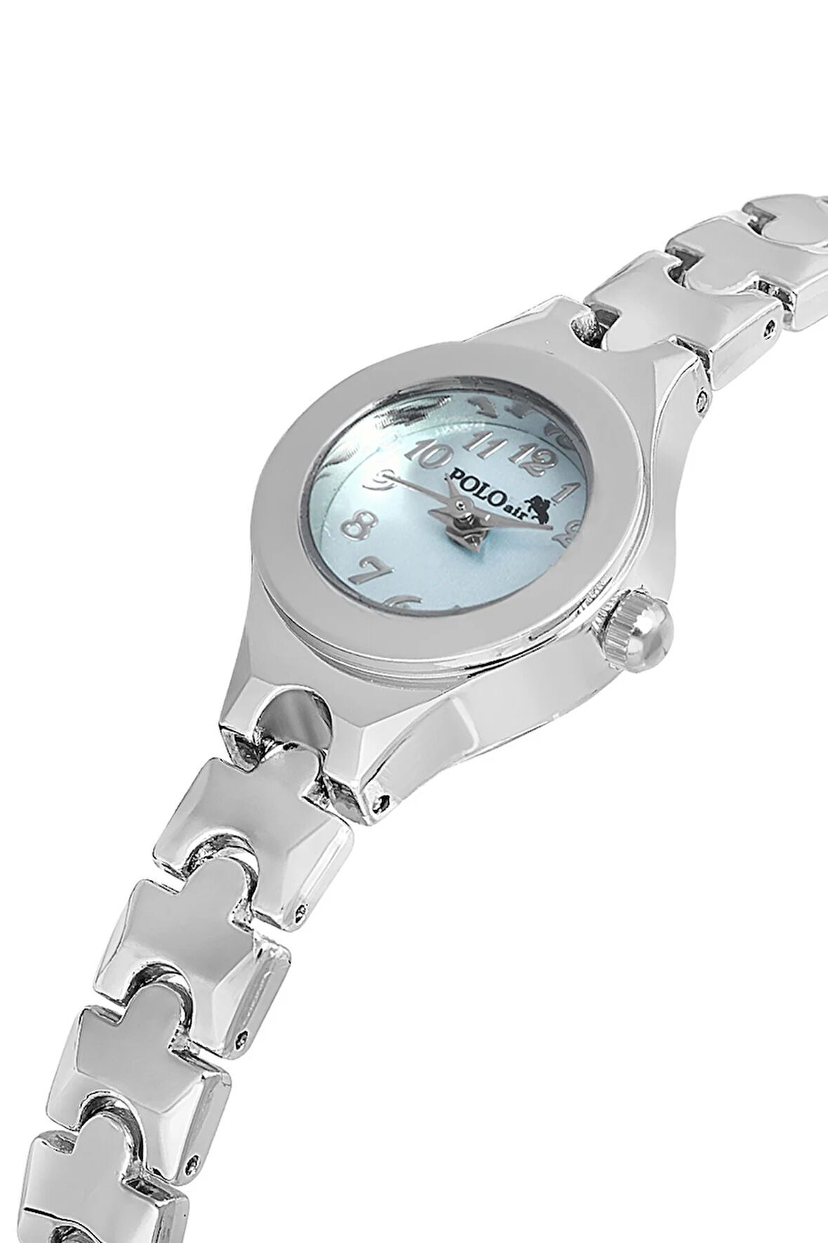 Rakamlı Klasik Minik Kadın Kol Saati Gümüş Mavi Renk PL-1524B6x