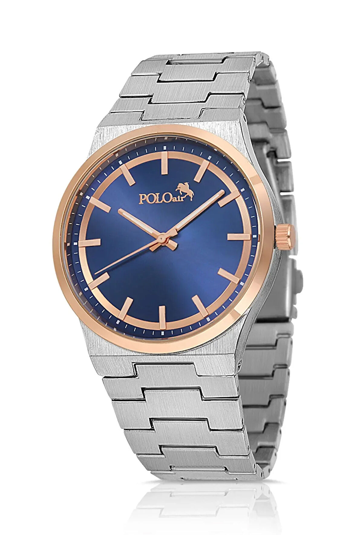 Klasik Metal Kordon Erkek Kol Saati Gümüş Bakır Lacivert Renk PL-0916E2x