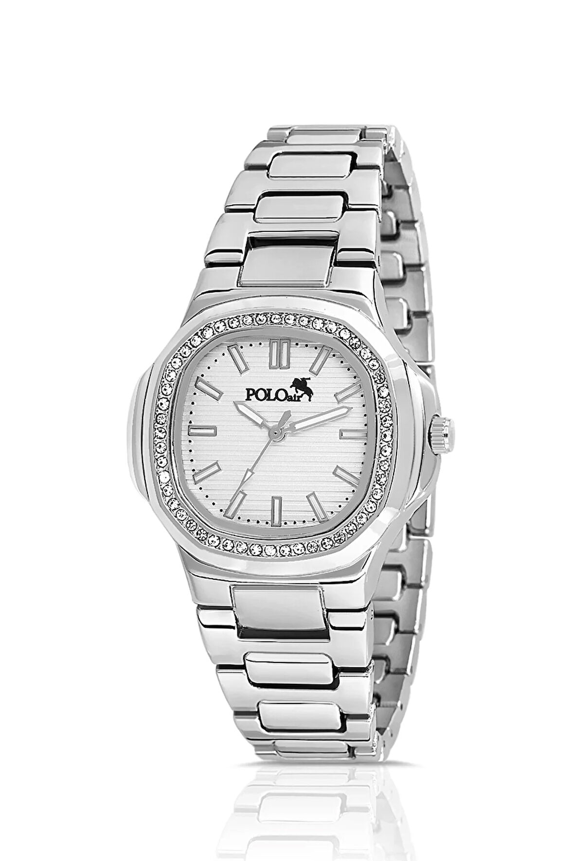 Tek Sıra Lüx Taşlı Kadın Kol Saati Gümüş PL-1507B2x