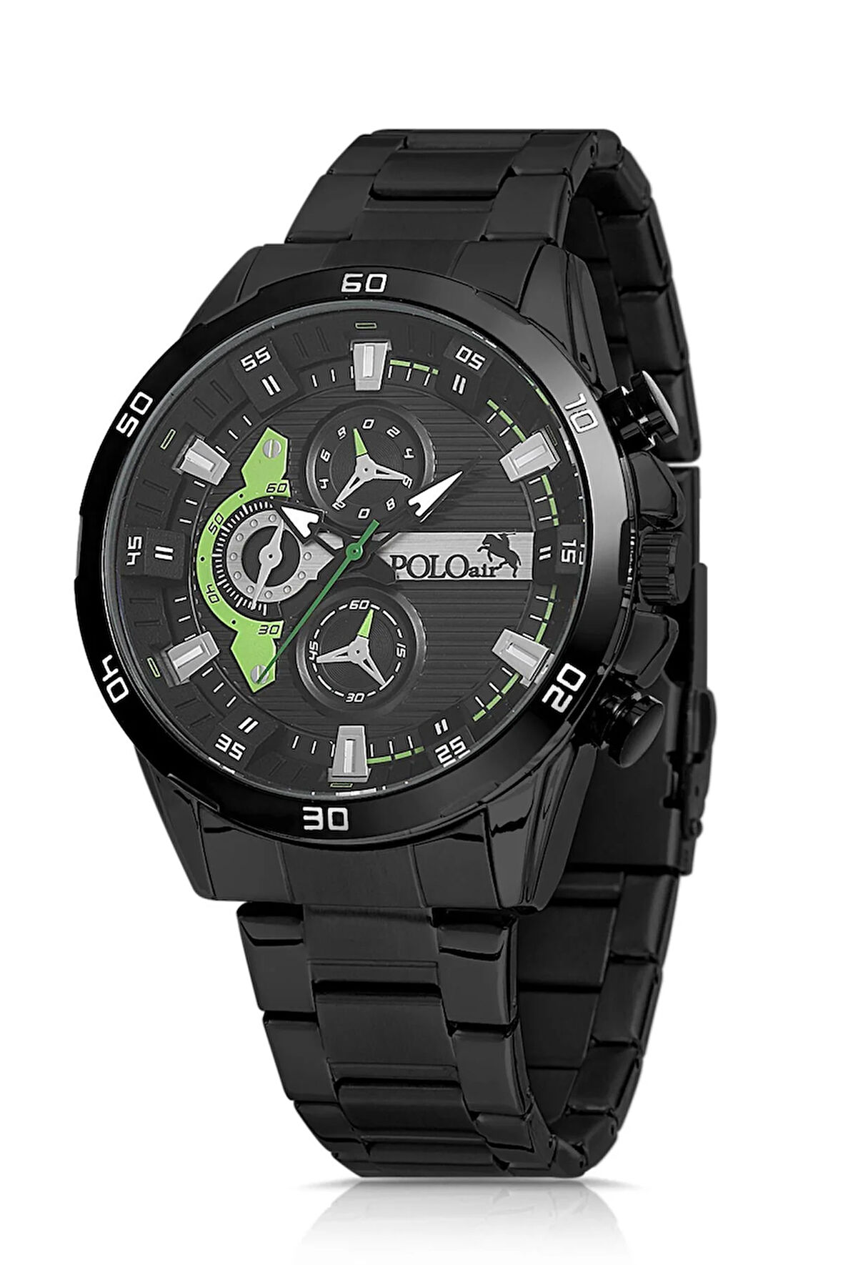 Metal Kordon Spor Erkek Kol Saati Siyah-Yeşil  PL-0894E2x