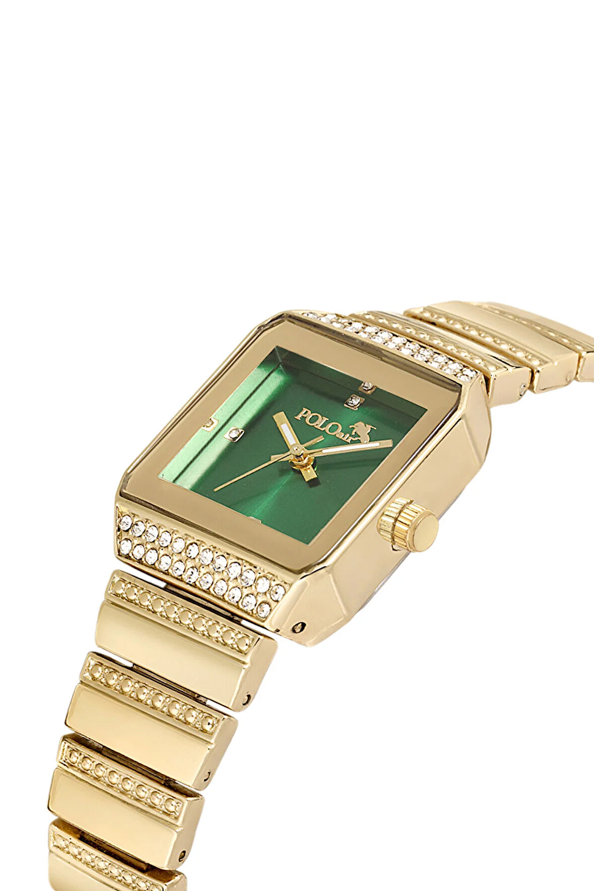 Vintage Kare Kadın Kol Saati Gold-Yeşil PL-1488B3x
