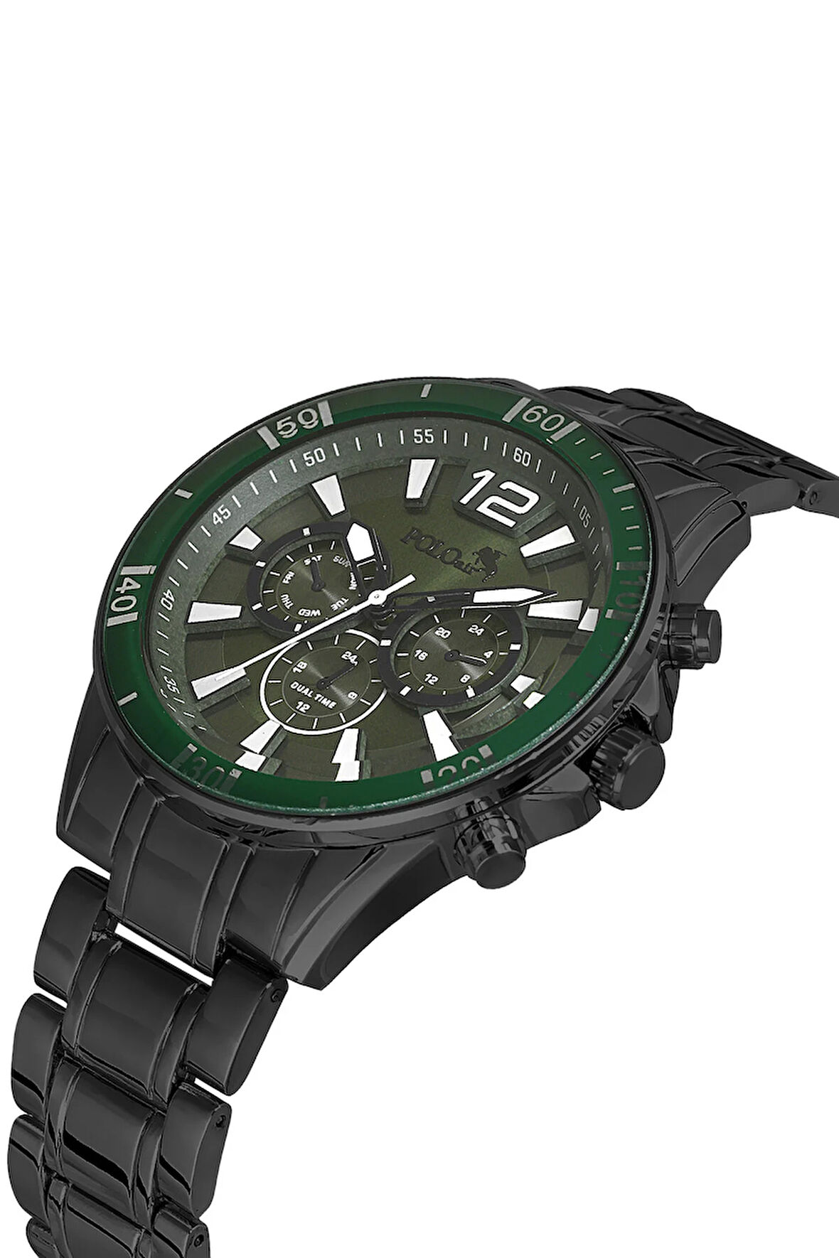 Lüx Metal Erkek Kol Saati Siyah Yeşil Renk PL-0971E3x