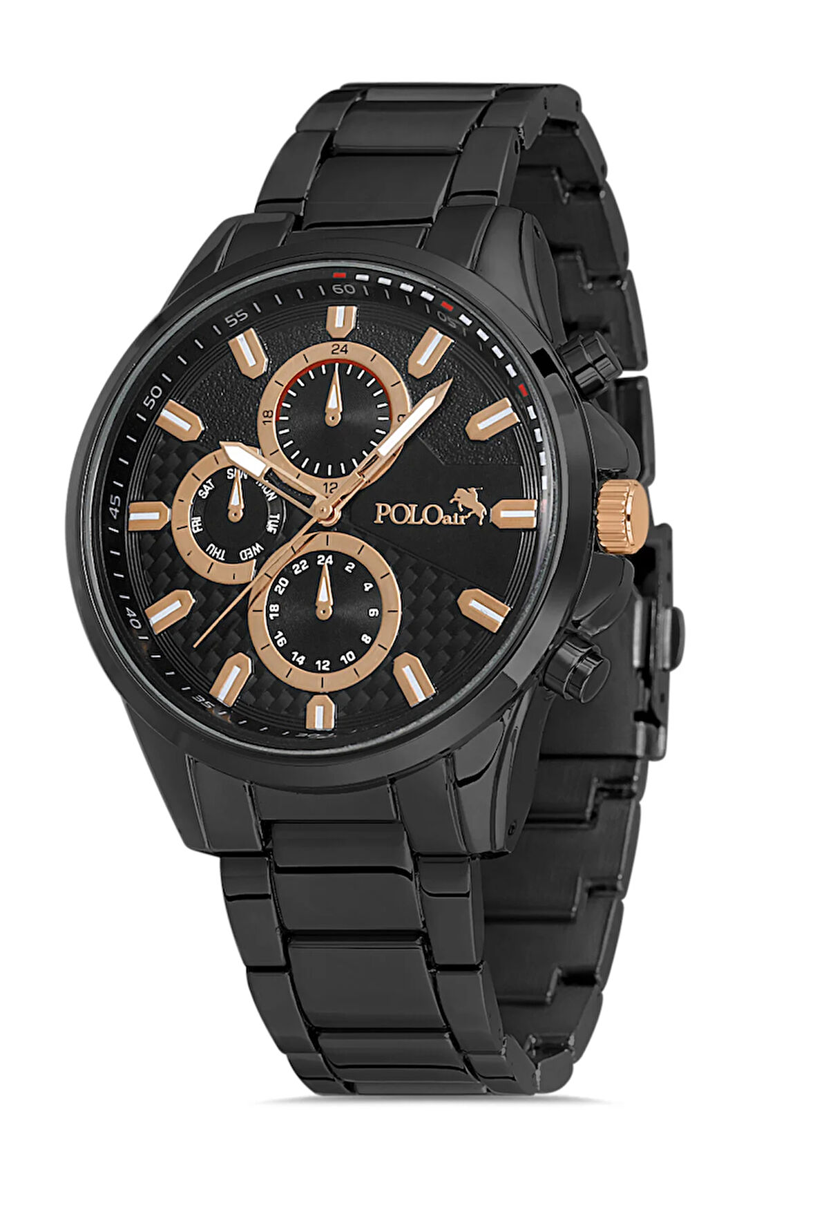 Metal Kordon Spor Erkek Kol Saati Siyah-Bakır PL-0834E3x