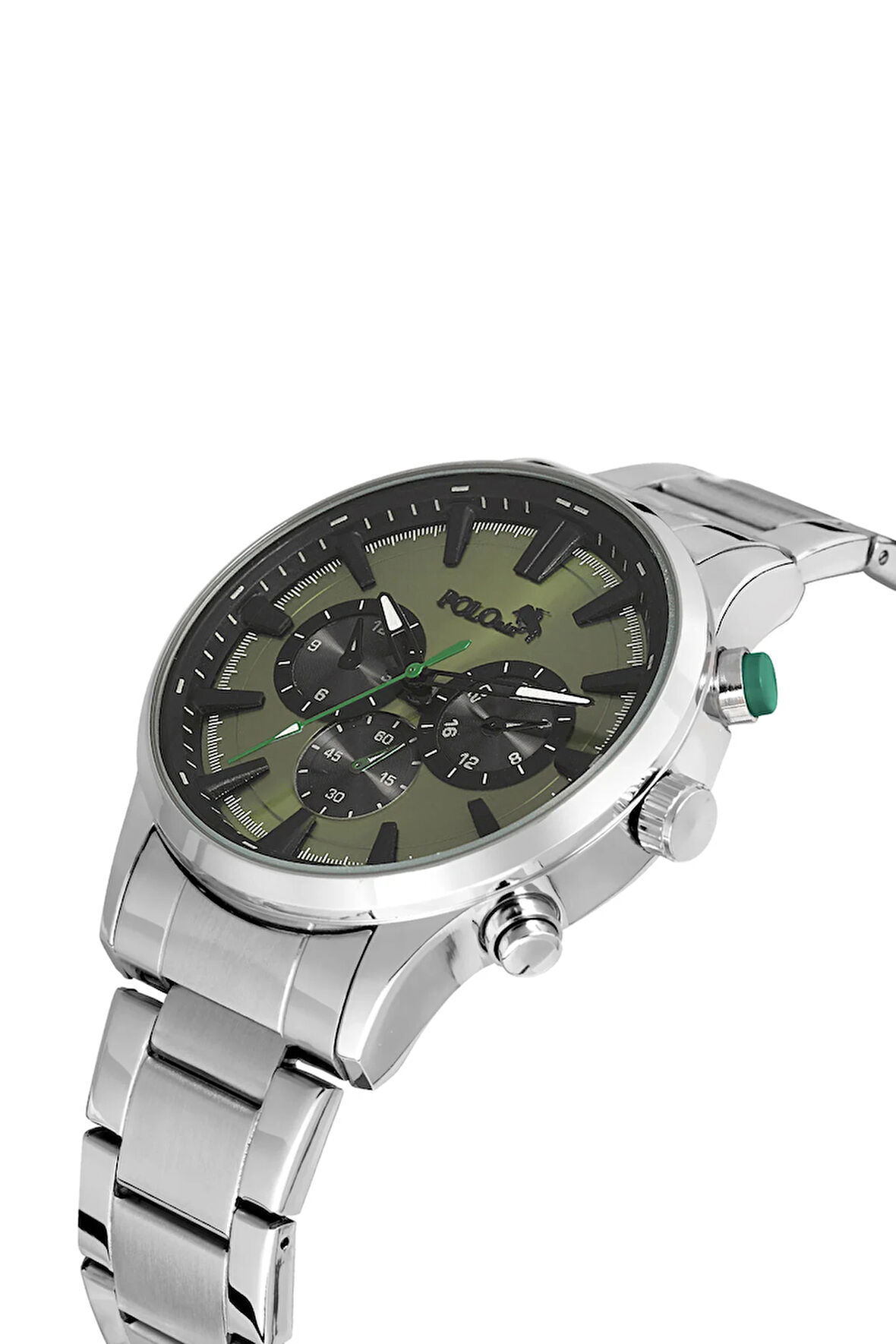 Klasik Metal Erkek Kol Saati Gümüş Yeşil Renk PL-0975E3x
