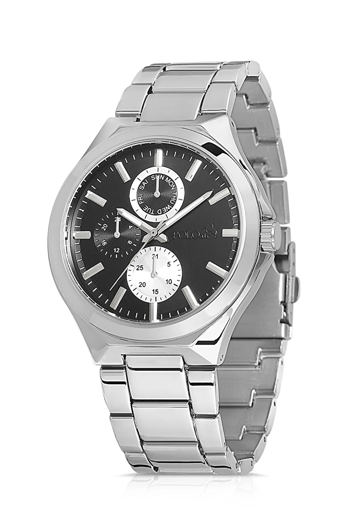 Metal Kordon Spor Erkek Kol Saati Gümüş-Siyah PL-0838E4x