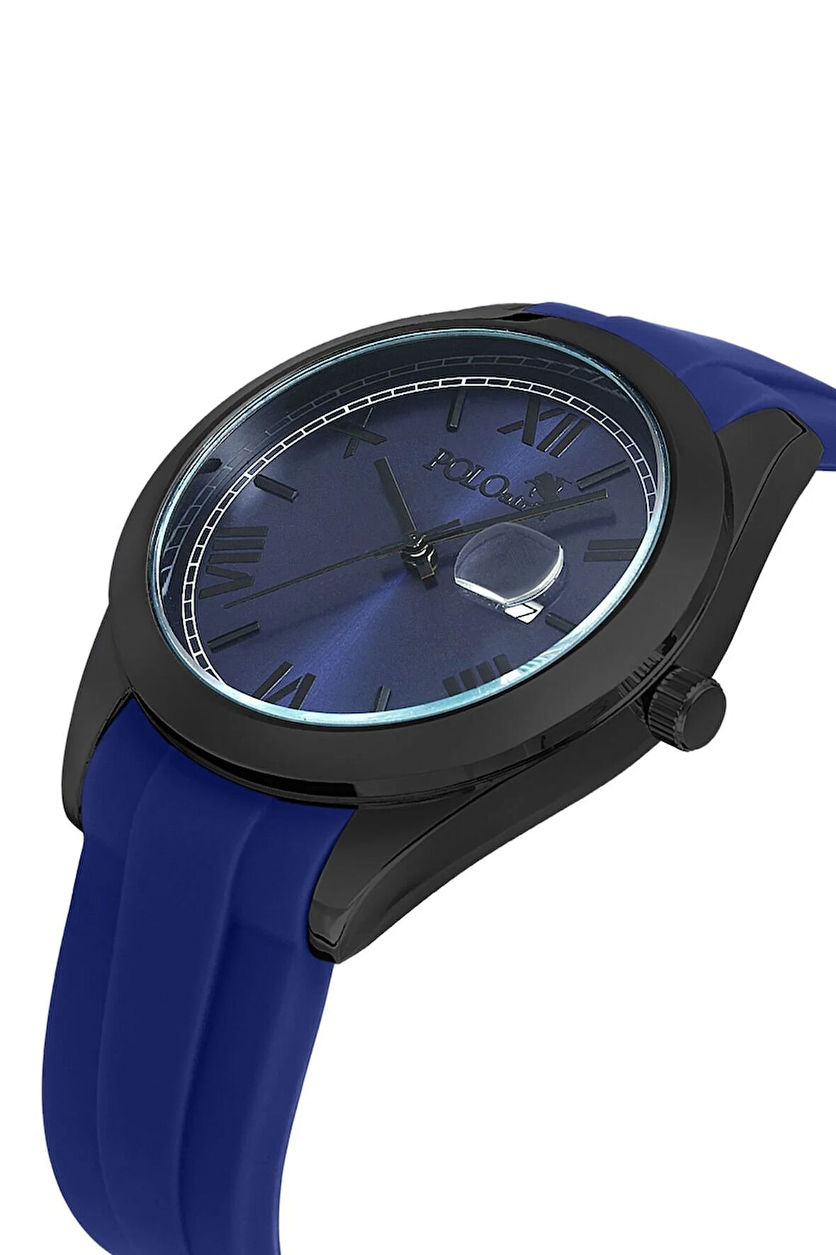 Mercek Takvimli Romen Rakamlı Erkek Kol Saati Lacivert Siyah Renk PL-0944E2x