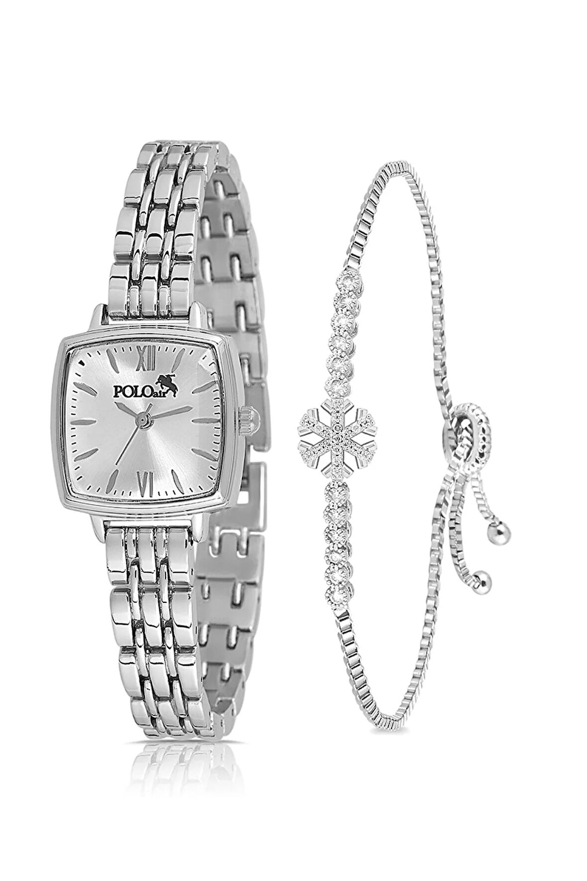 Vintage Kadın Kol Saati Zirkon Taşlı Kartanesi Bileklik Kombin Gümüş PL-1495B2