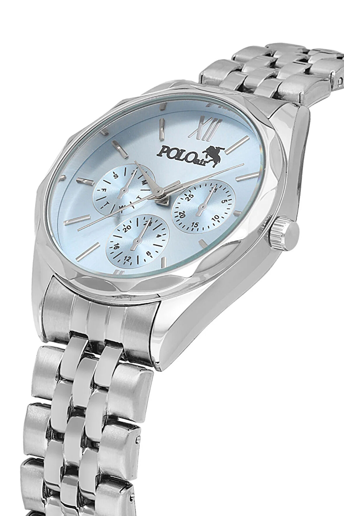 Spor Şık Kadın Kol Saati Gümüş Mavi Renk PL-1552B4x