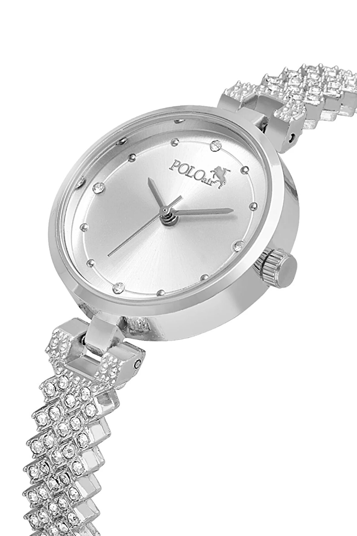 Lüx Taşlı Kordon Kadın Kol Saati Gümüş Renk PL-1535B2x