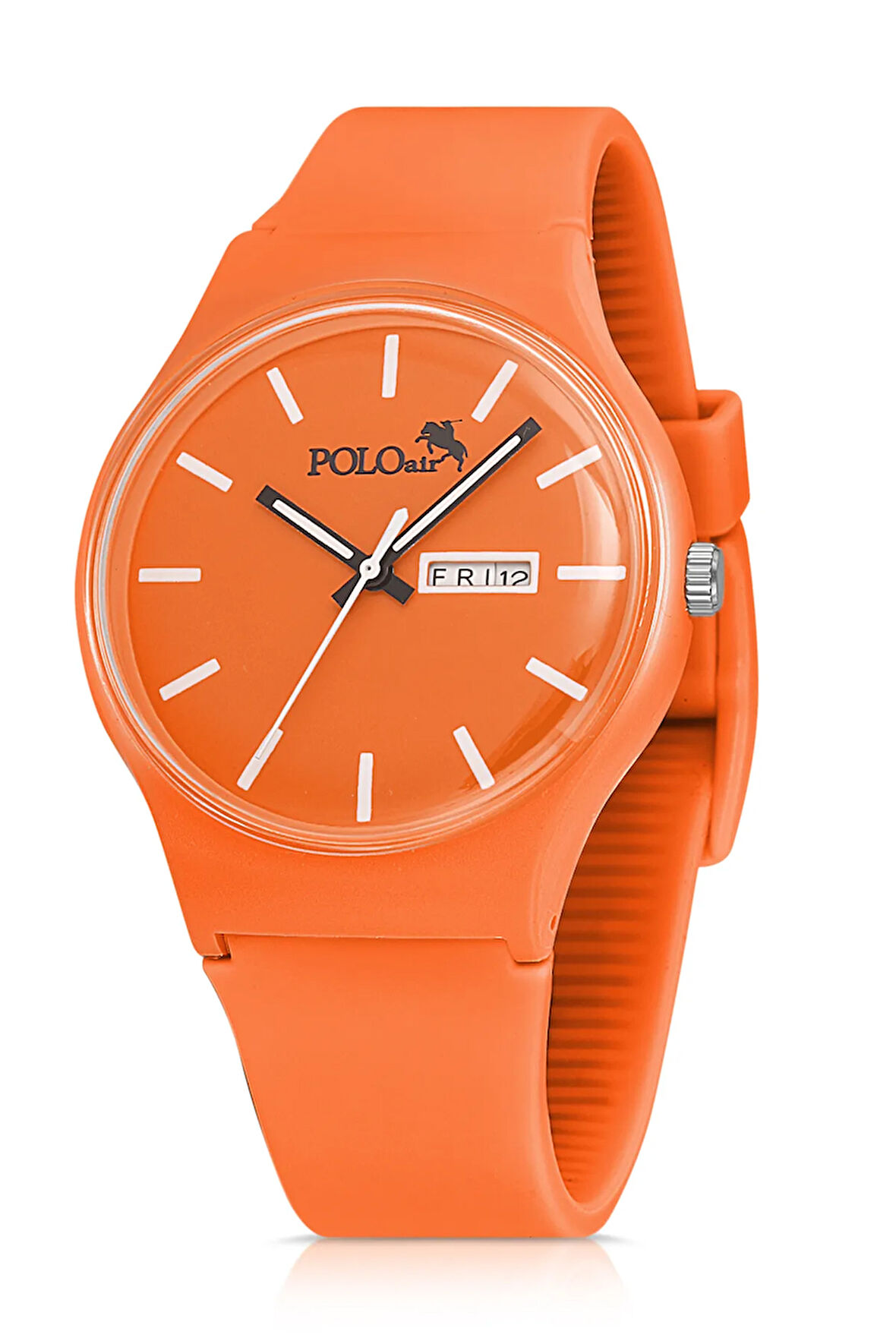 Spor Unisex Silikon Kordon Gün Ay Takvimli Kol Saati Turuncu Renk PL-1555B10x