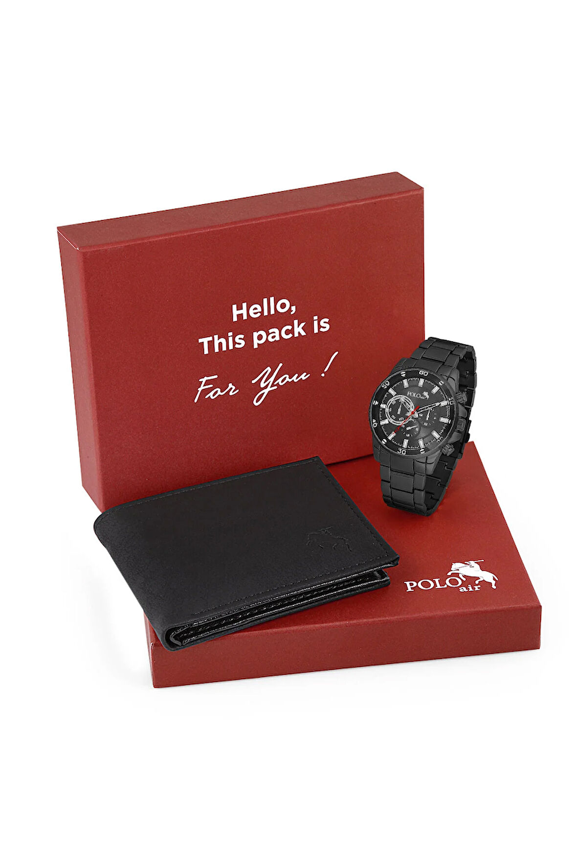 Erkek Kol Saati Ve Cüzdan Hediyelik Kutusunda Kombin Siyah Renk PL-7015E1