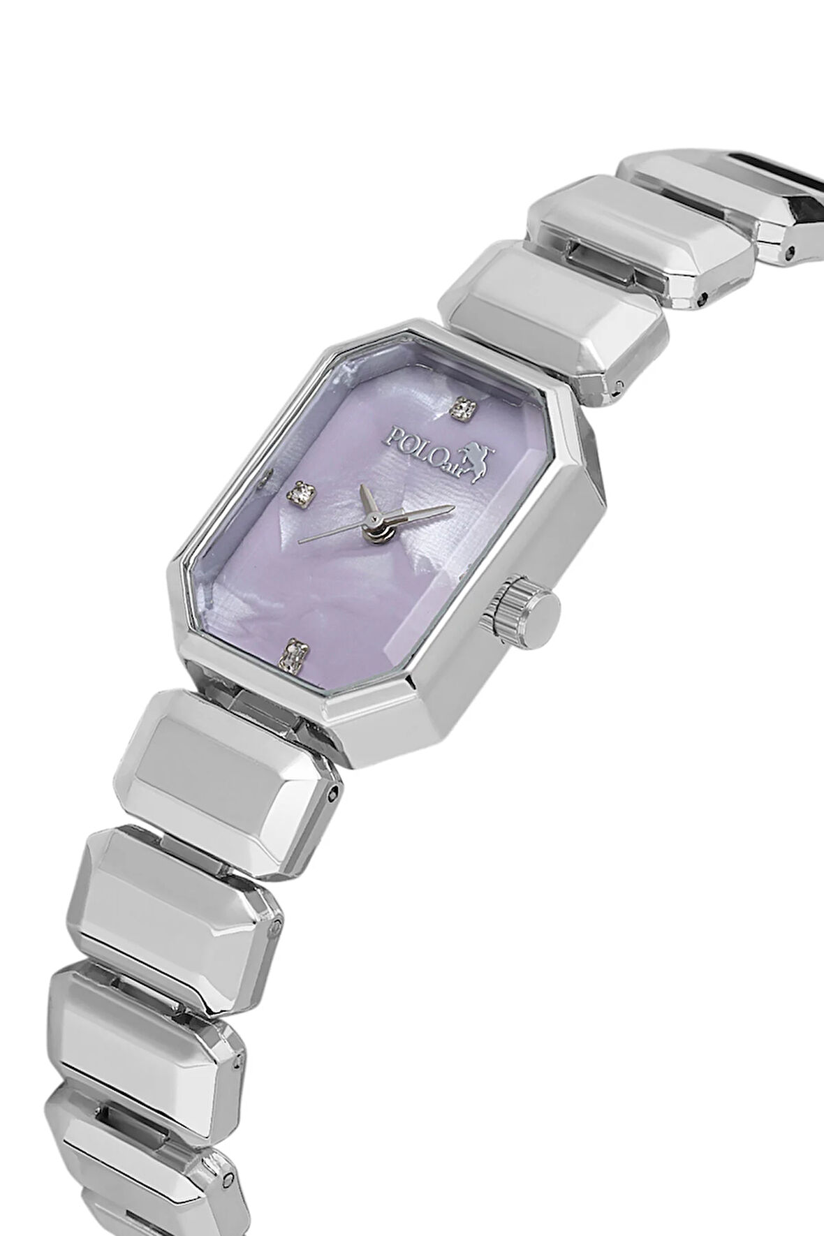 Zarif Dikdörtgen Kasa Ve Kordon Kadın Kol Saati Gümüş Lila Renk PL-1532B6x