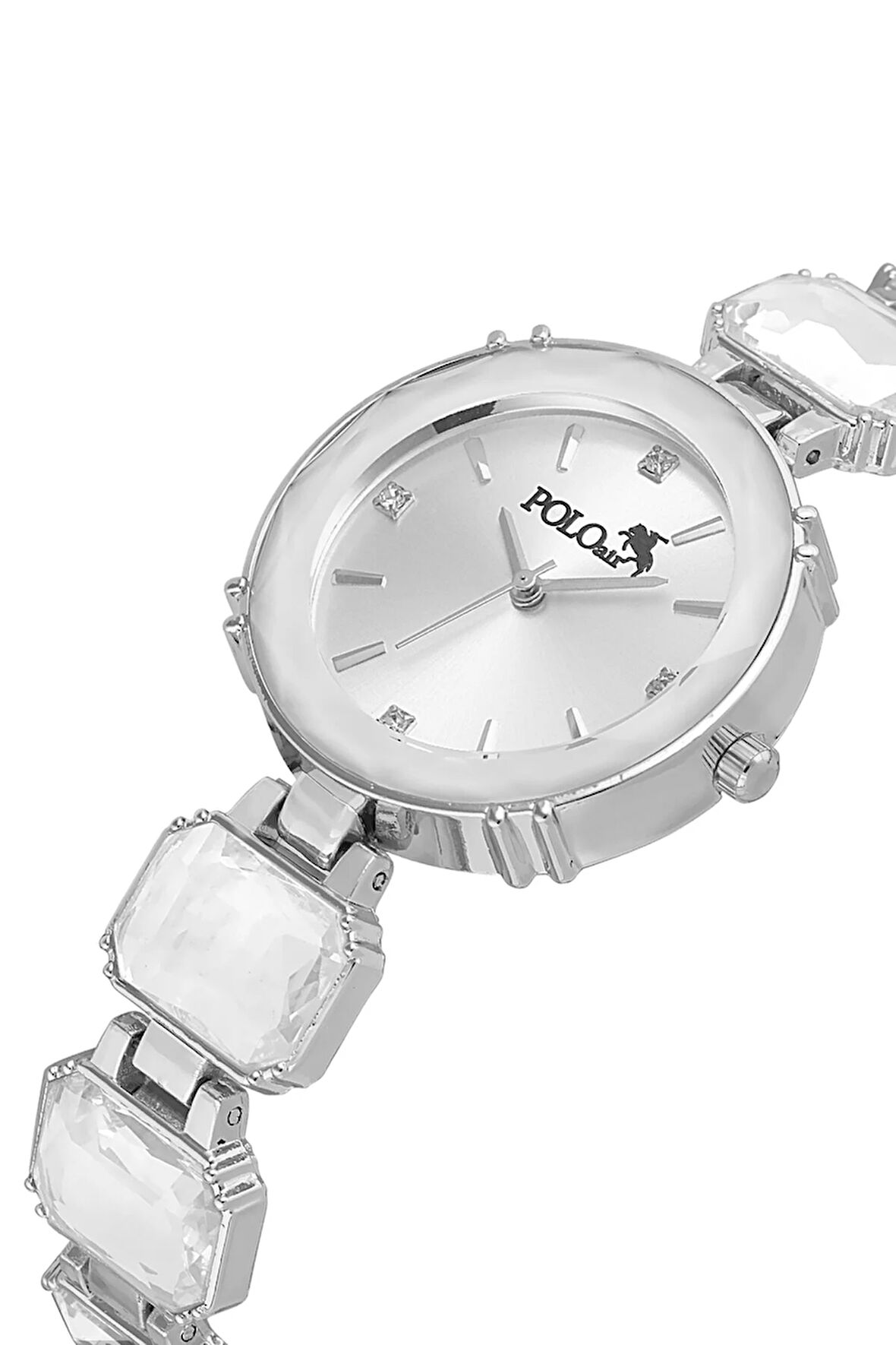 Lüx Taşlı Kordon Kadın Kol Saati Gümüş Renk PL-1533B2x