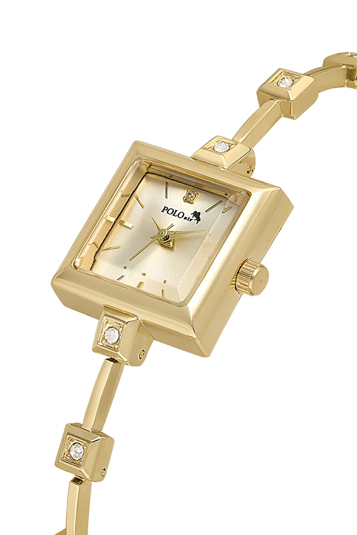 Kare Kasa Taşlı Kordon Kadın Kol Saati Gold Renk PL-1543B1x