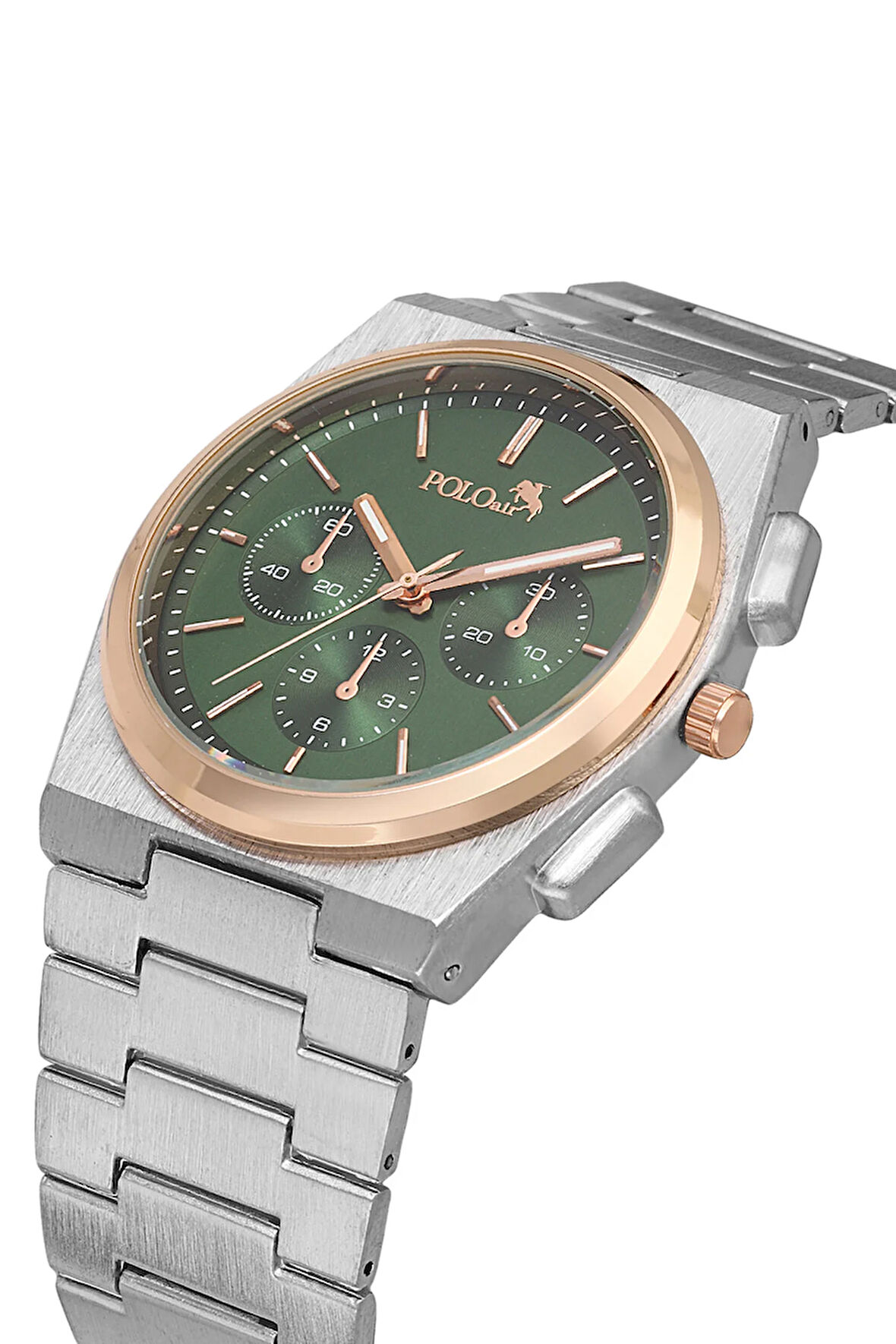 Spor Erkek Kol Saati Gümüş Yeşil Bakır Renk PL-0999E5x