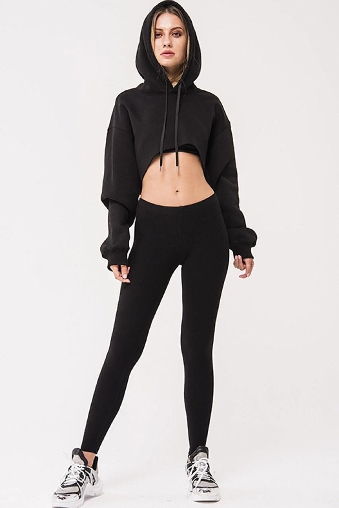 Kadın Siyah Pamuklu Tayt