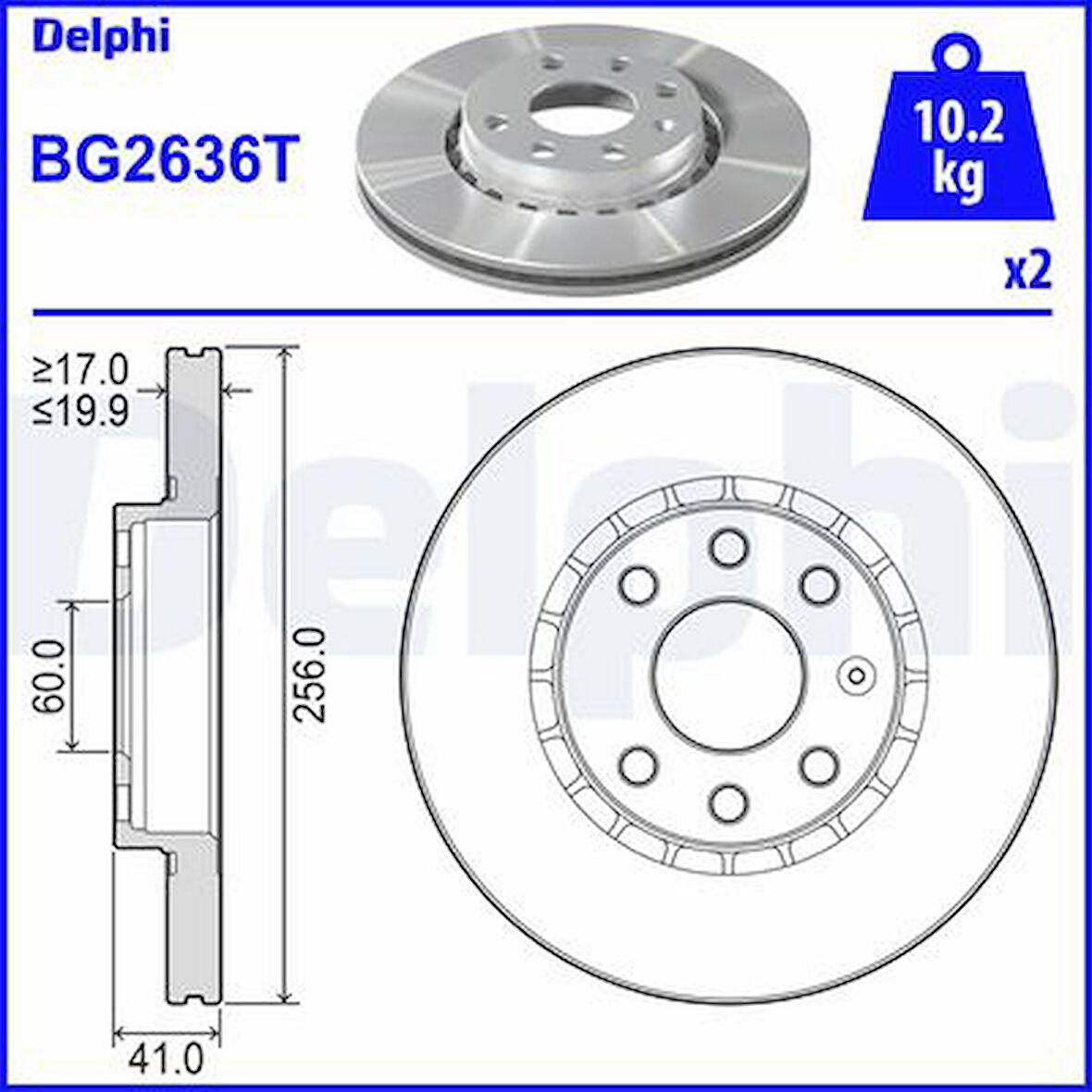 Opel On Fren Diski Havalı Astra F 1,8i Corsa B 1,6 Gsi 16v 1,6i Vectra A 1,7d 1,7 Td 1,8 1,8i - Delphi Bg2636t