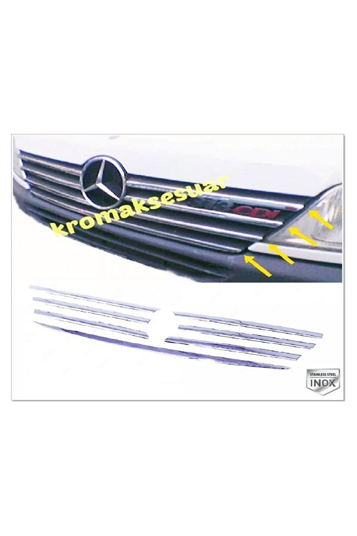 Mercedes Sprinter W901 Uyumlu Krom Ön Panjur 7 Parça 2001-2003 Arası Paslanmaz Çelik