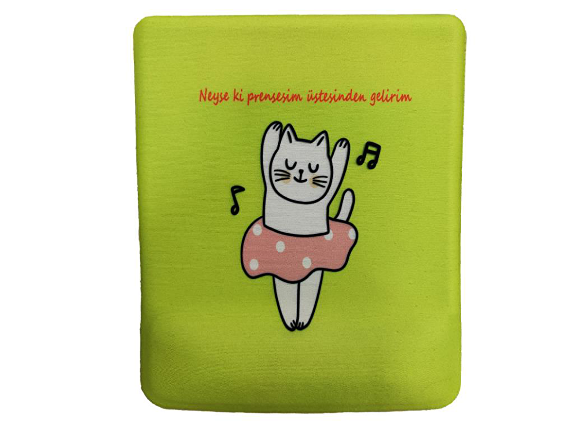 Prenses Kedi Desenli Bilek Destekli Dikdörtgen Mousepad