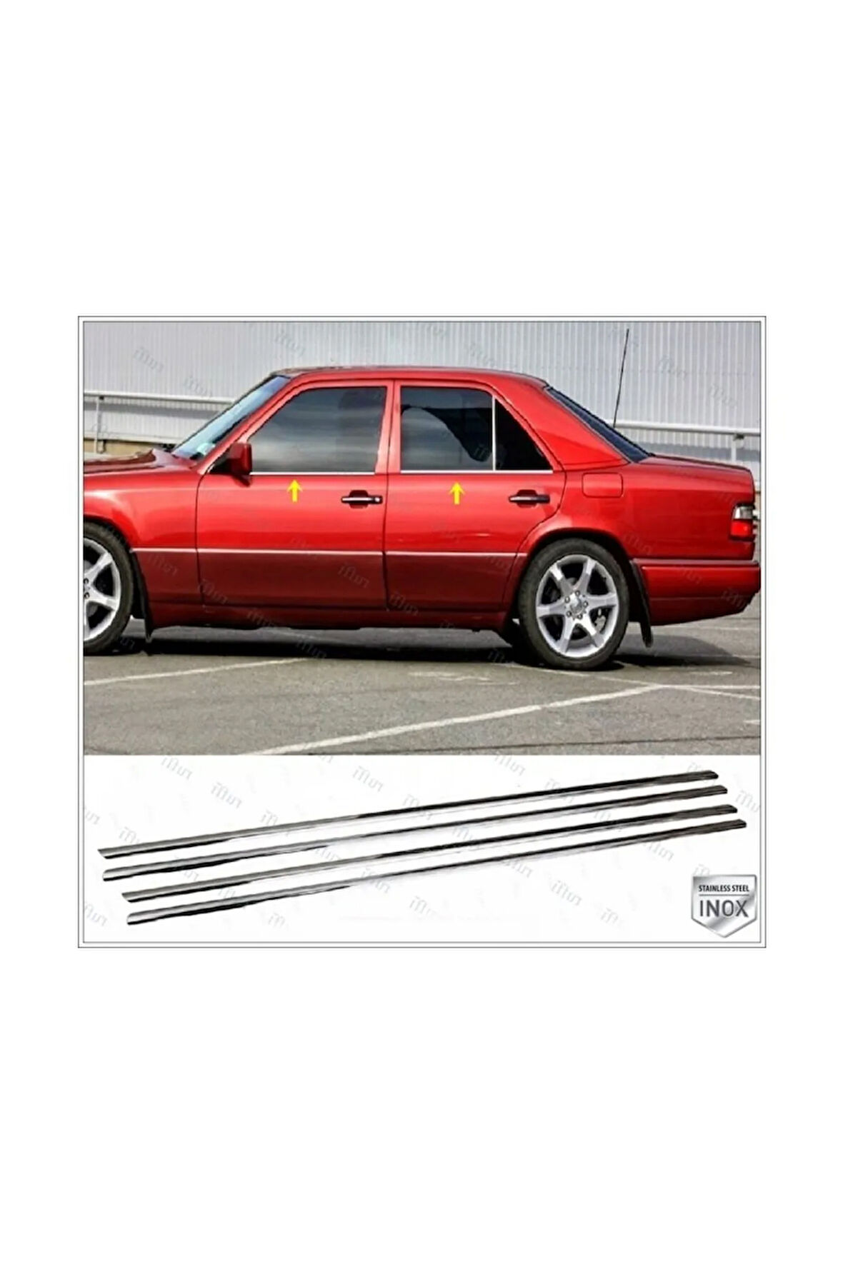 M. Benz E Klasse W124 Uyumlu Krom Cam Çıtası 4 Parça 1984-1995 Arası Paslanmaz Çelik