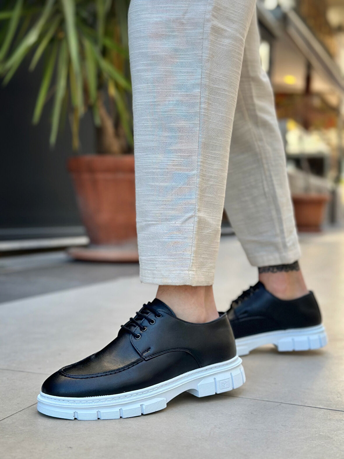 ET0237 Bağcıklı Klasik Yüksek Taban Cilt Siyah Casual Erkek Ayakkabı