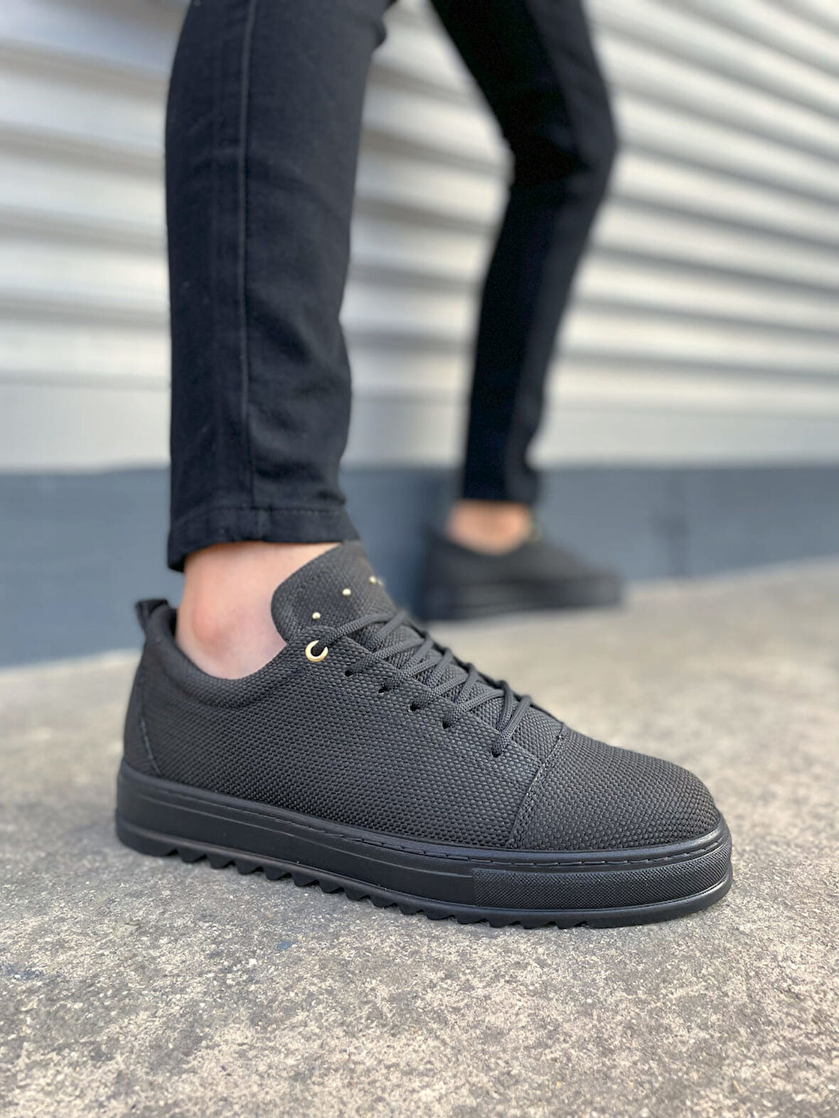 JET-152 Cool Bağcıklı Keten Erkek Günlük Spor Klasik Ayakkabı KST - Siyah