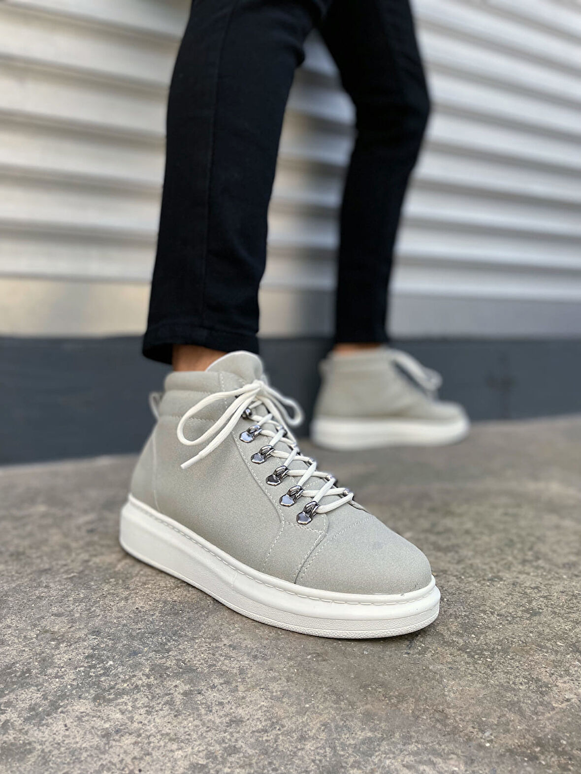 JET-206 Ottawa Bağcıklı Ortopedik Taban Süet Erkek Spor Bot SBT - Gri