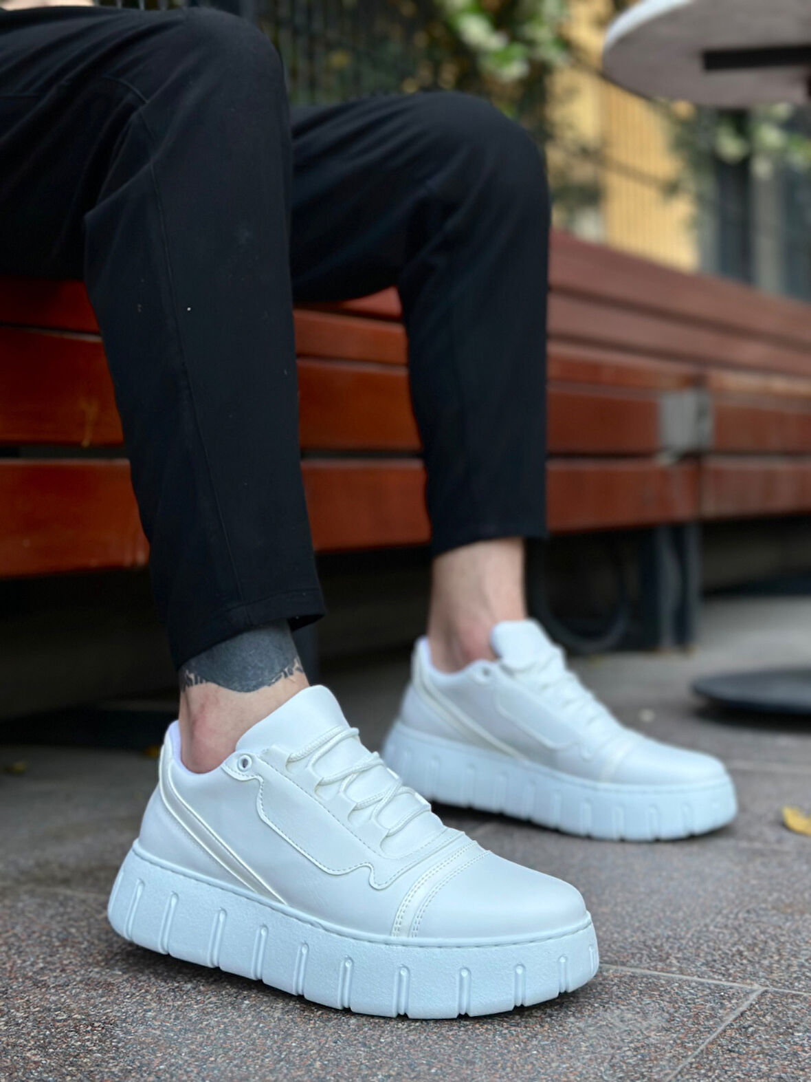 ET0666 Beyaz Yüksek Taban Erkek Günlük Ayakkabı