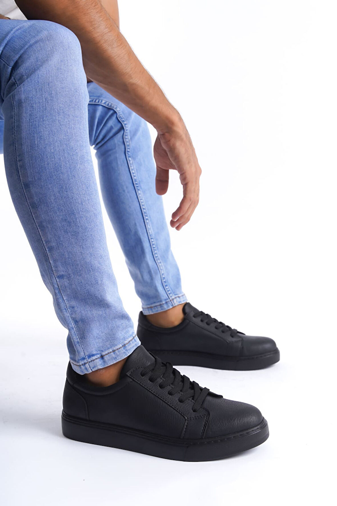 ET165 Elite Bağcıklı Cilt Erkek Günlük Sneaker Ayakkabı ST - Siyah