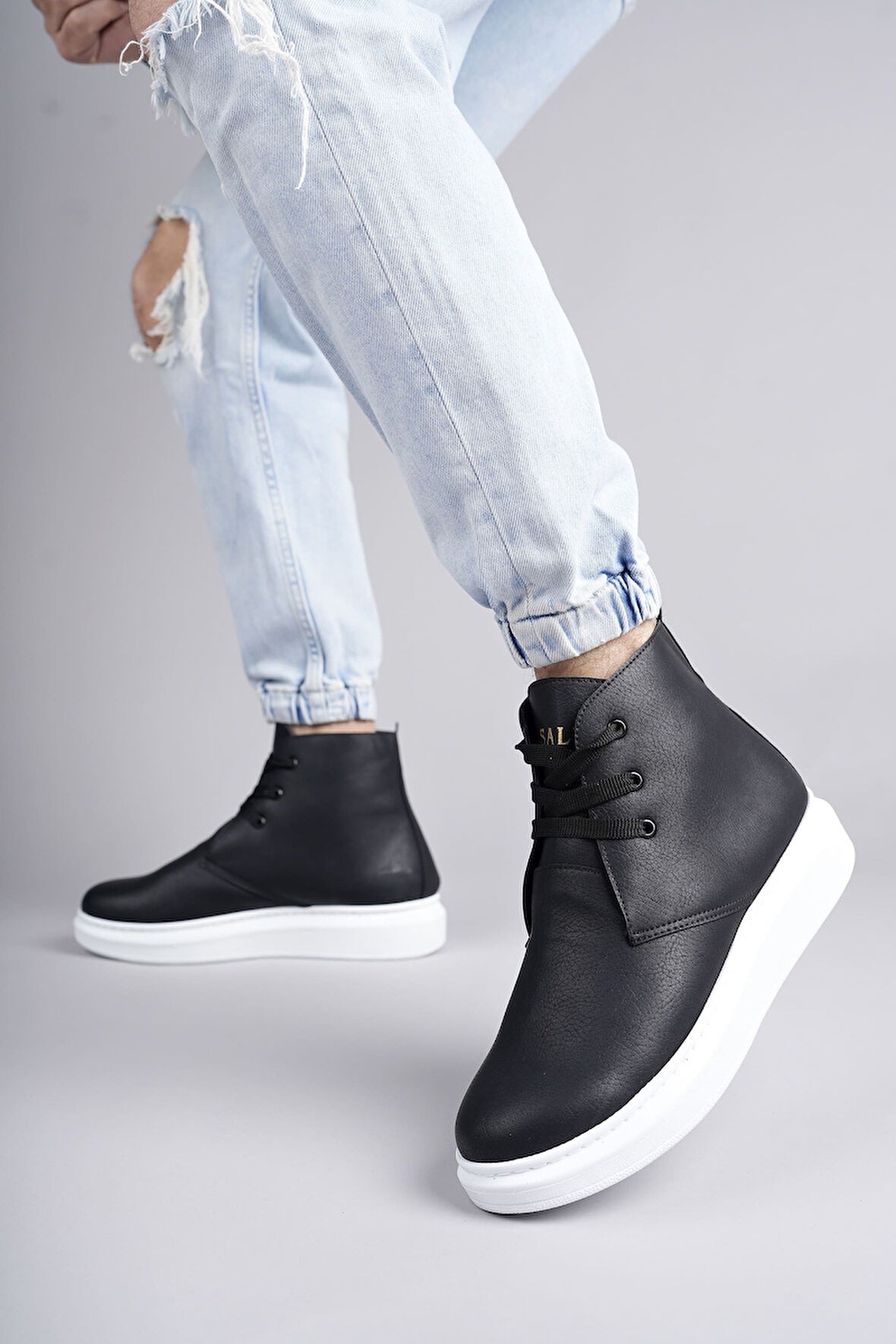 ET207 Oslo Bağcıklı Cilt Erkek Günlük Spor Bot BT - Siyah