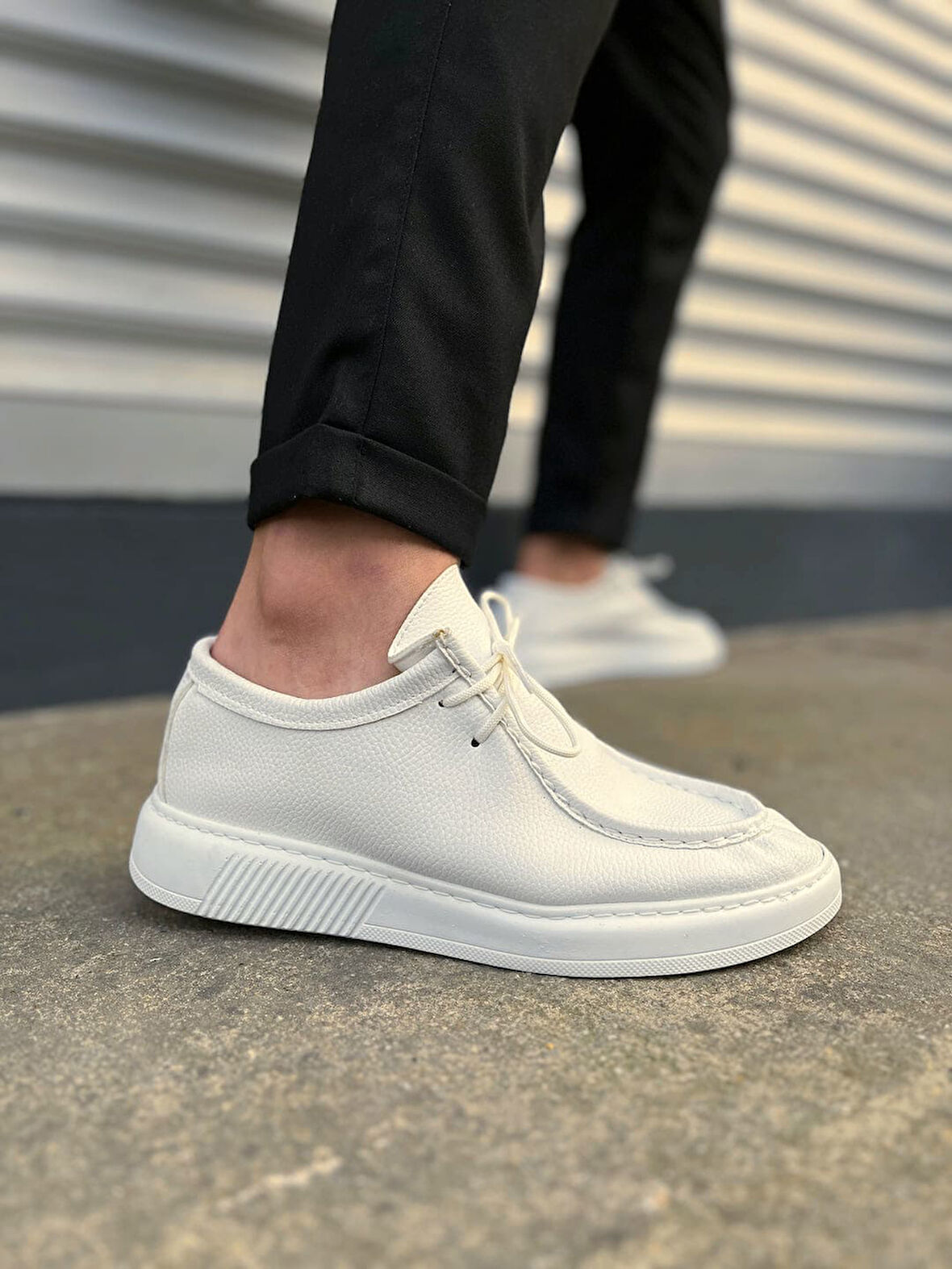 JET-170 Tornado Bağcıklı Cilt Erkek Günlük Spor Klasik Ayakkabı CBT - Beyaz