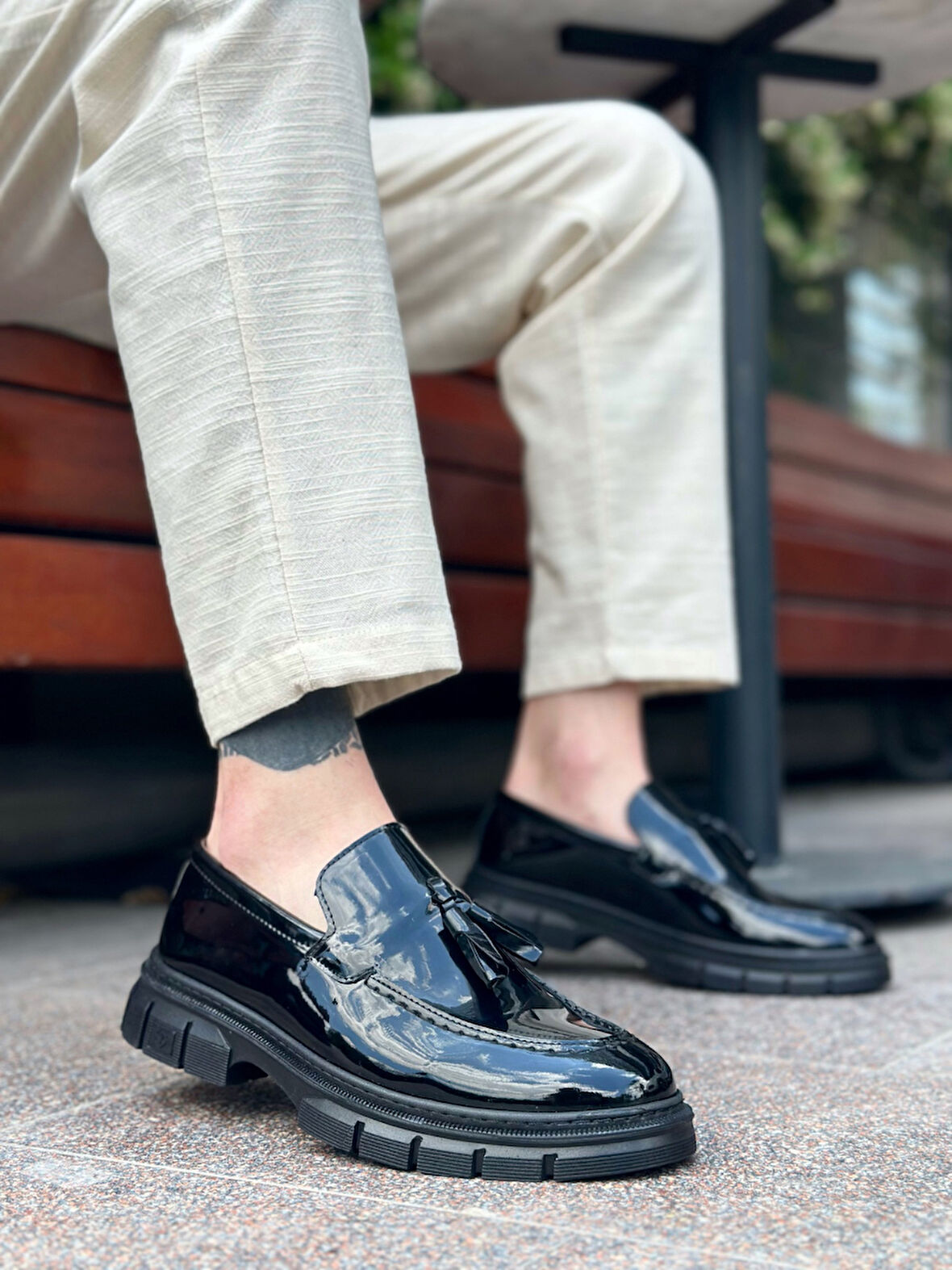 ET0240 Püsküllü Rugan Klasik Yüksek Taban Casual Erkek Ayakkabı