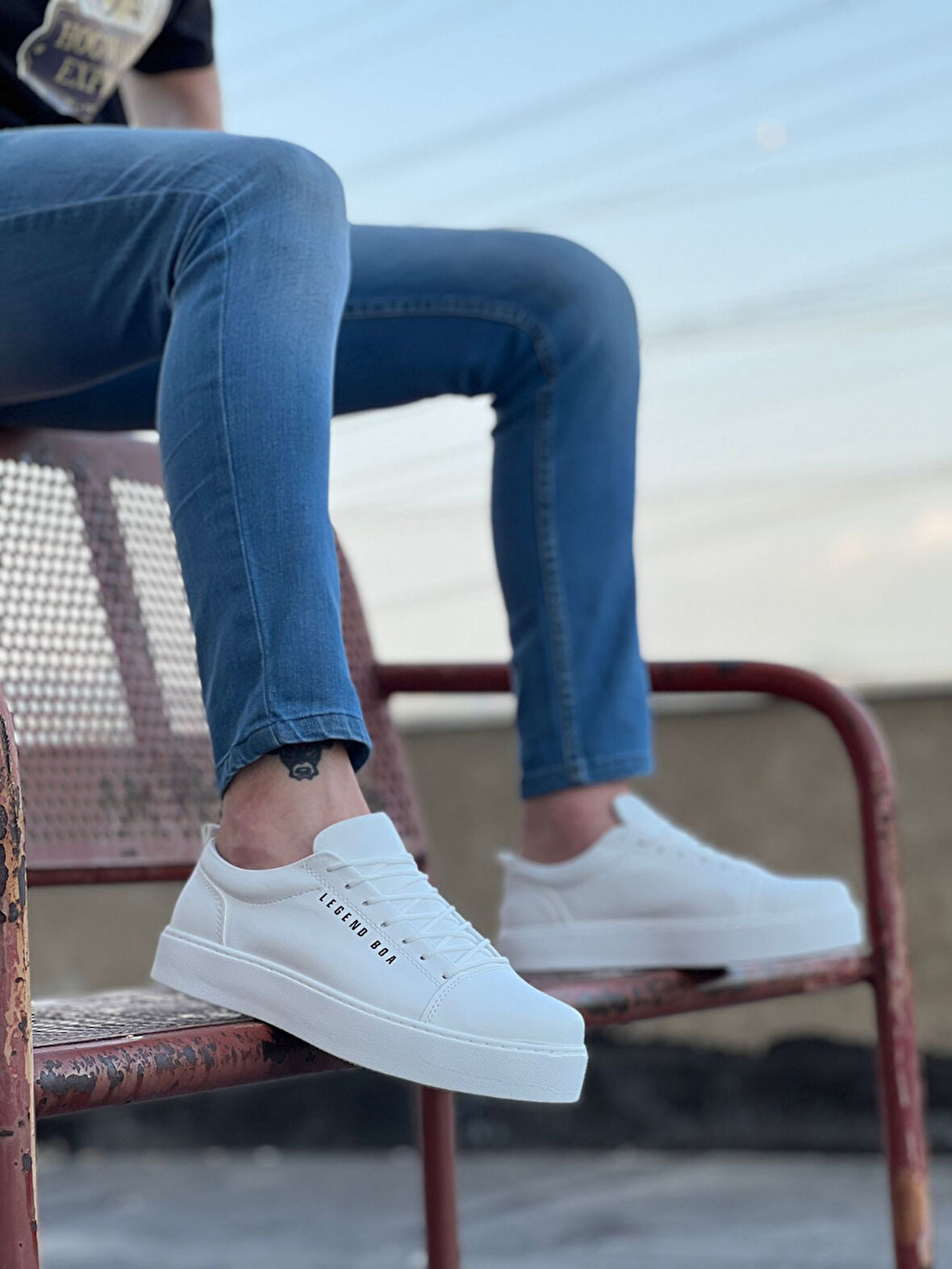 ET0104 Bağcıklı Beyaz Cilt Deri Spor Klasik Erkek Ayakkabı