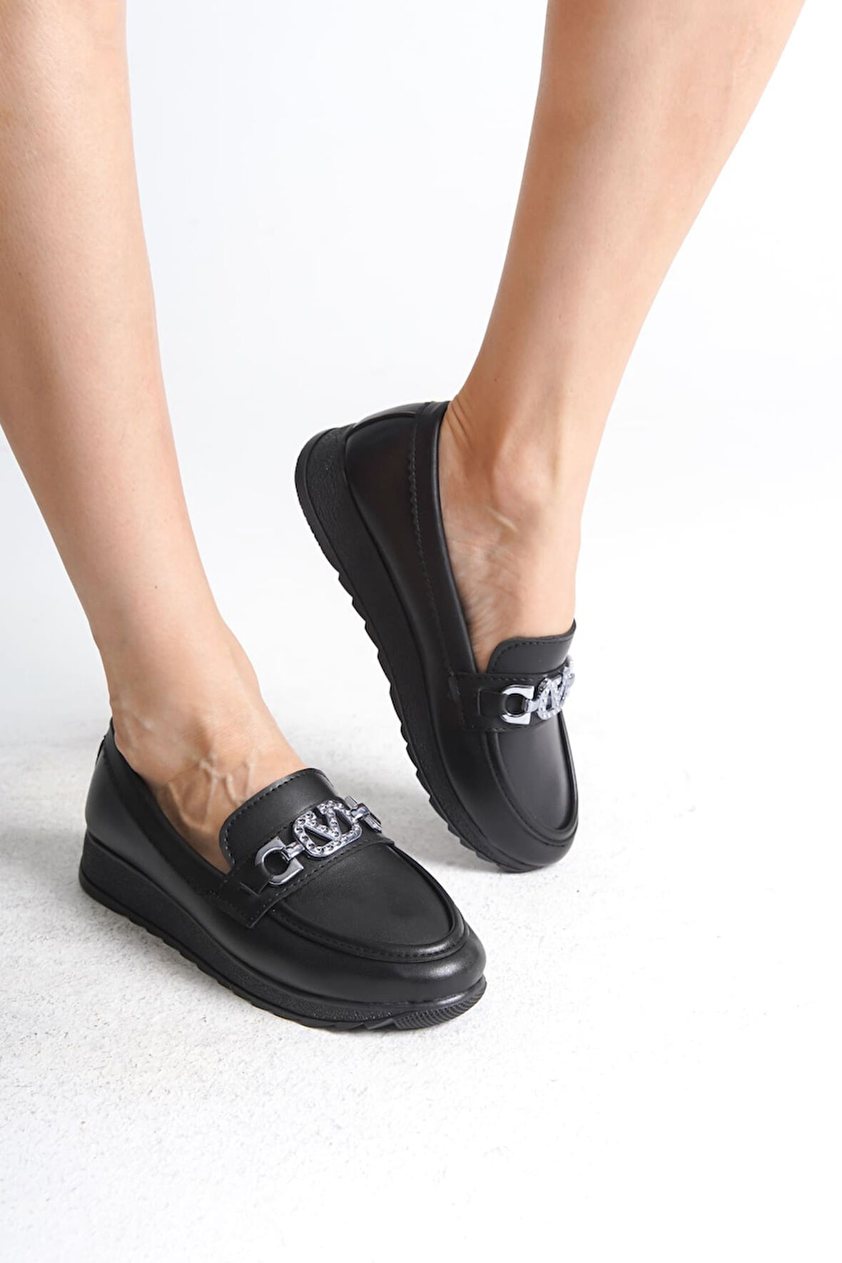 JET-ANNA Ortopedik Rahat Taban Toka Detaylı Klasik Kadın Babet Anne Ayakkabısı  CST - Siyah