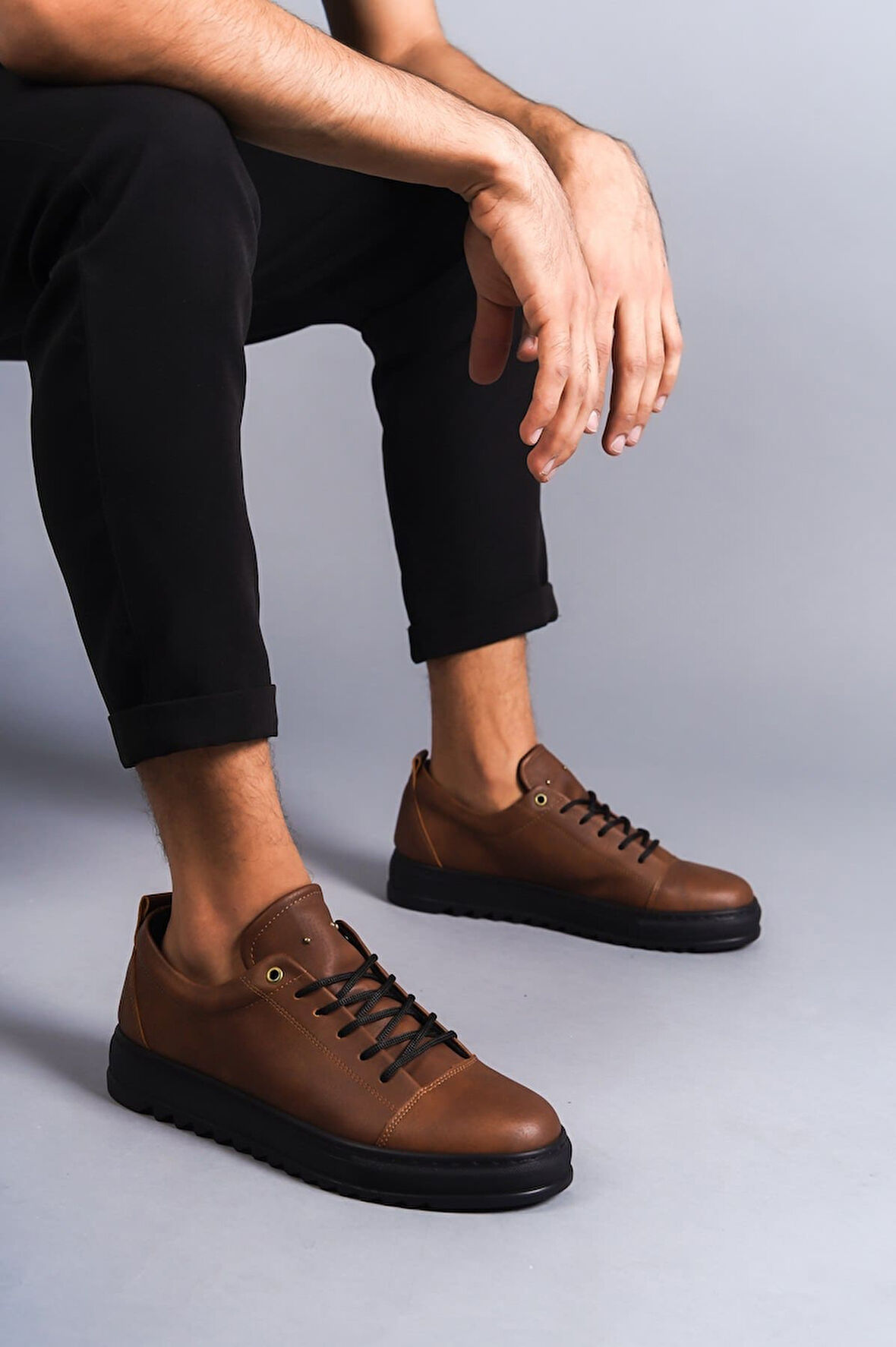 ET152 Cool Bağcıklı Cilt Erkek Günlük Spor Klasik Ayakkabı ST - Taba