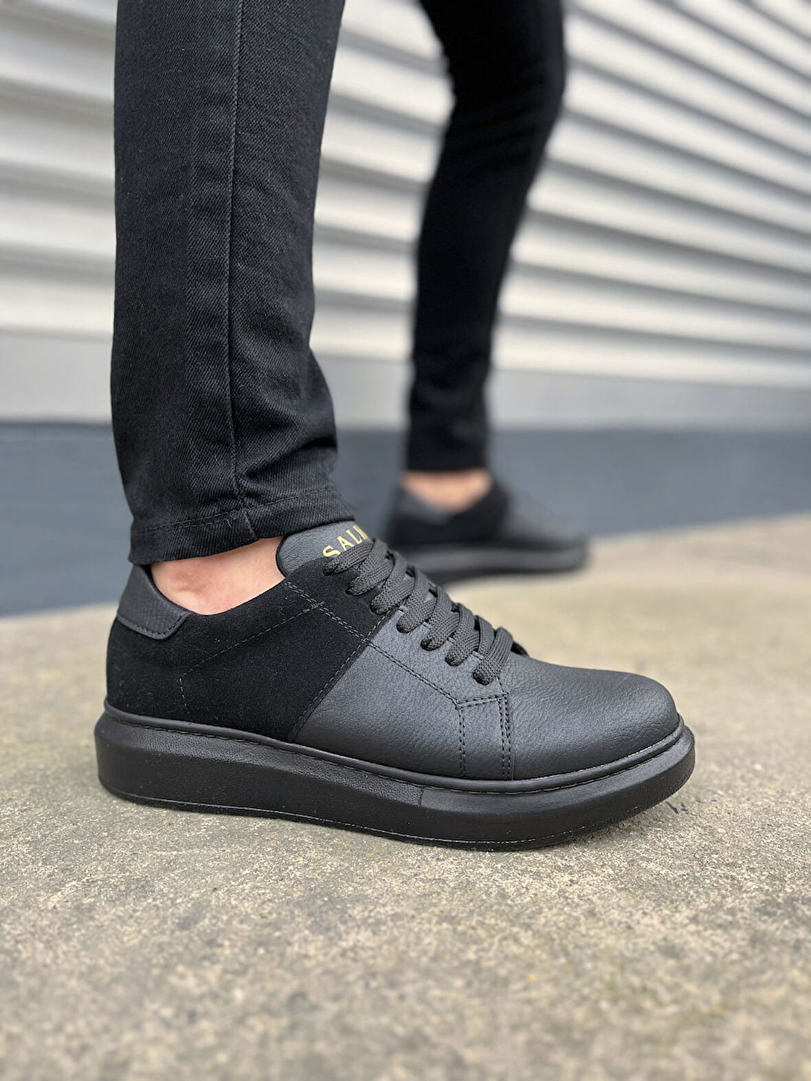 JET-151 Boost Bağcıklı Cilt Süet Erkek Günlük Sneaker Ayakkabı CSST - Siyah