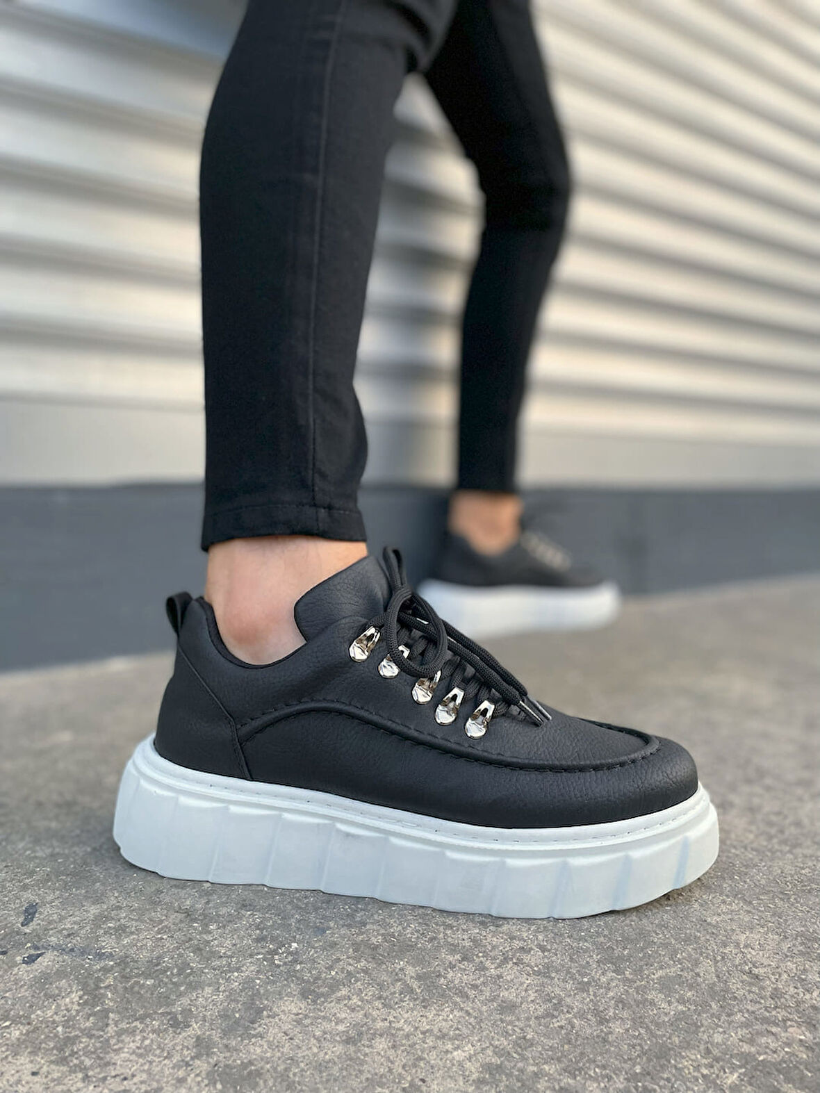 JET-010 Cloud Bağcıklı Cilt Erkek Günlük Sneaker Ayakkabı CBT - Siyah